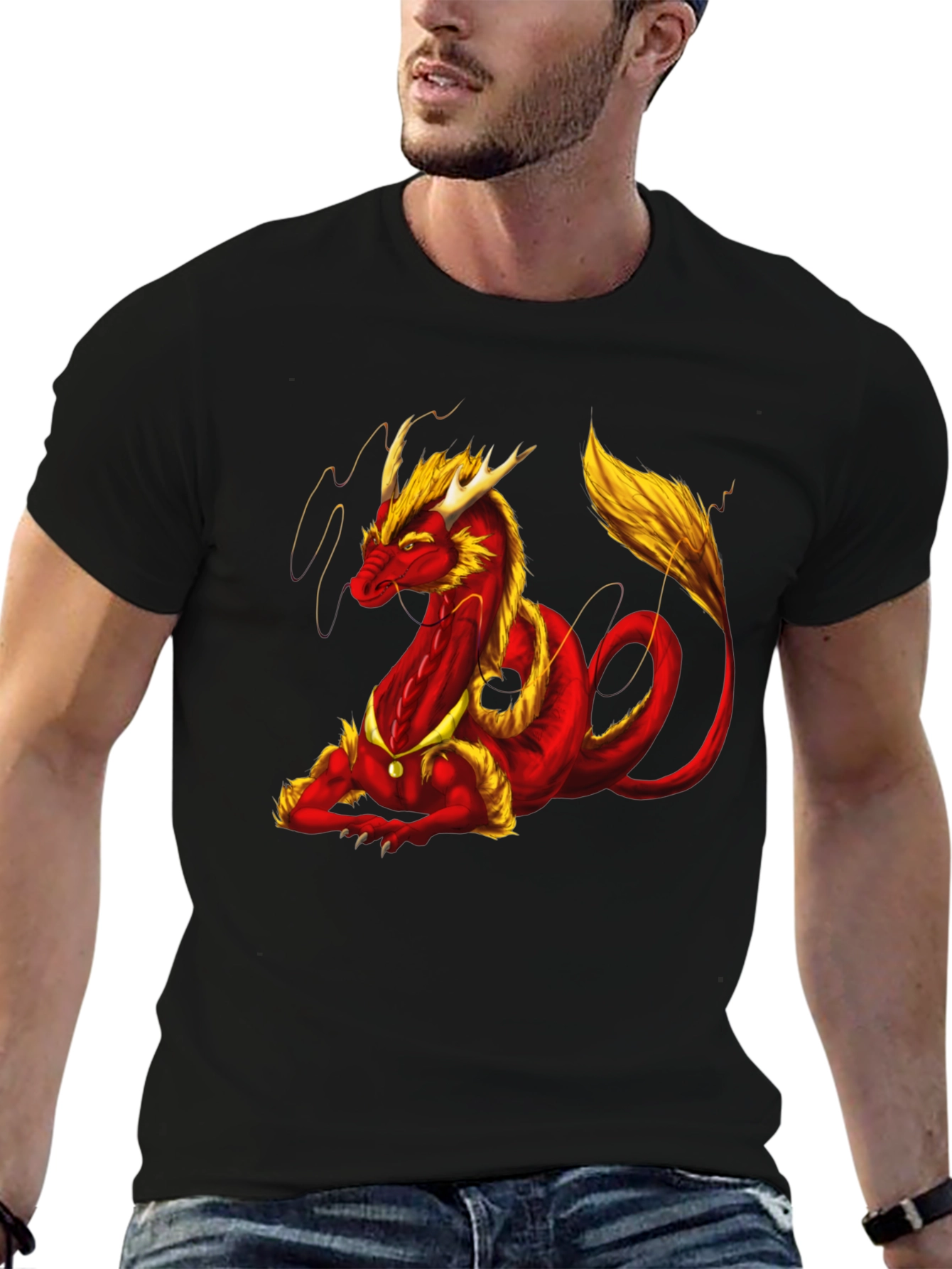 Dragon Graphic Black T-Shirt for Men
