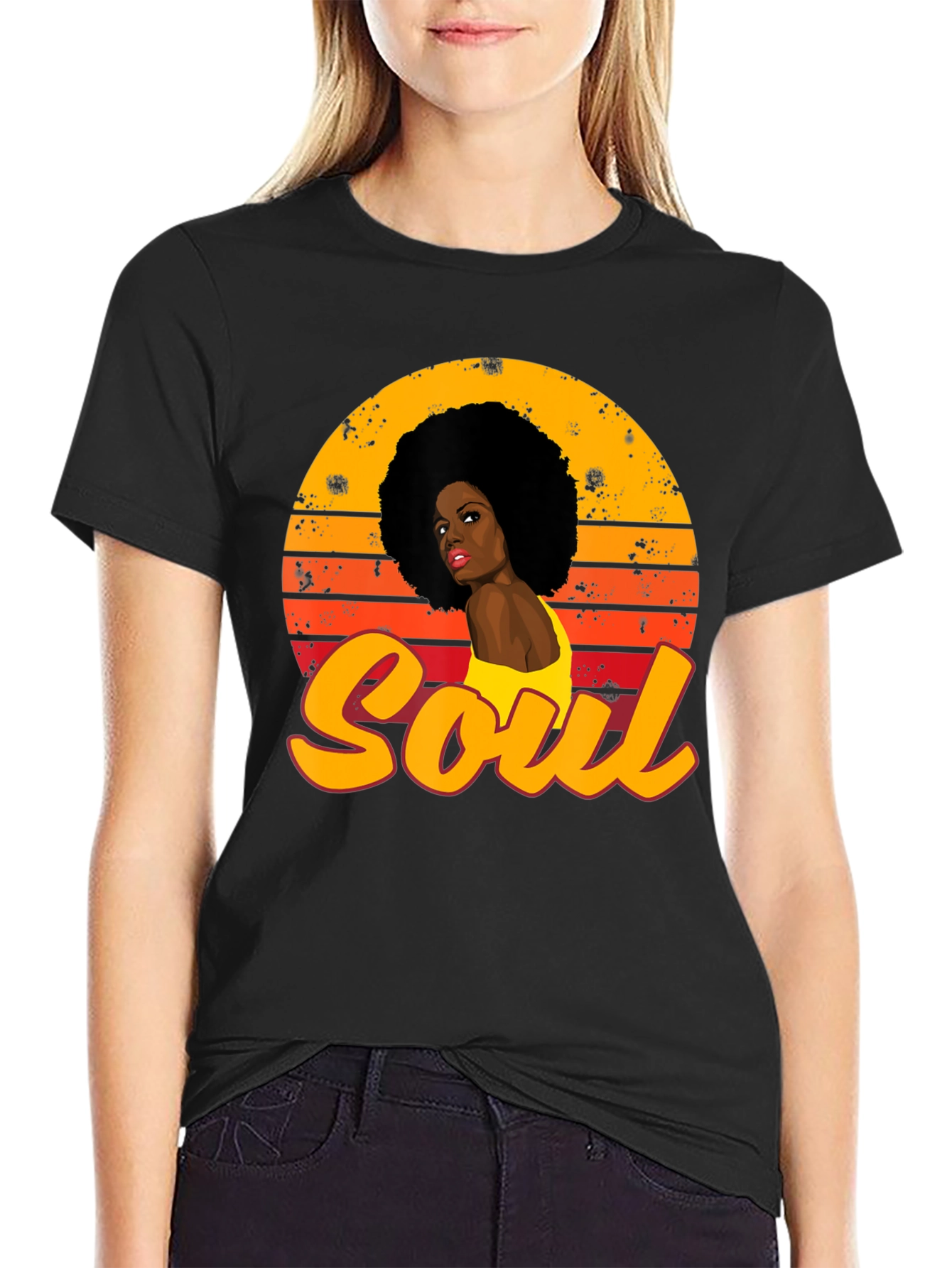 Soul Afro Woman Sunset Graphic Tee