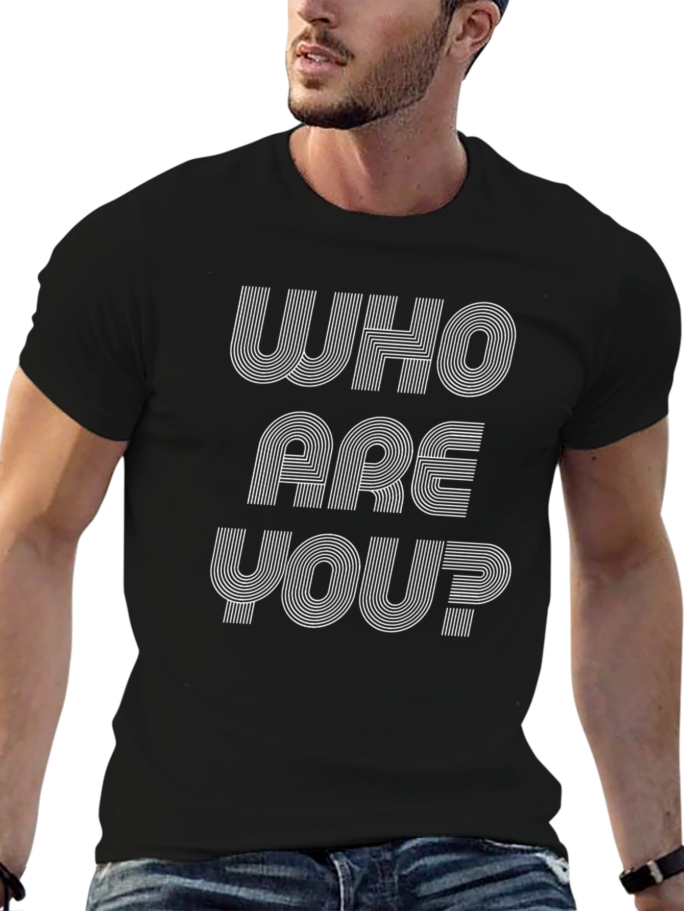 Retro Who Are You? Graphic Tee - Black