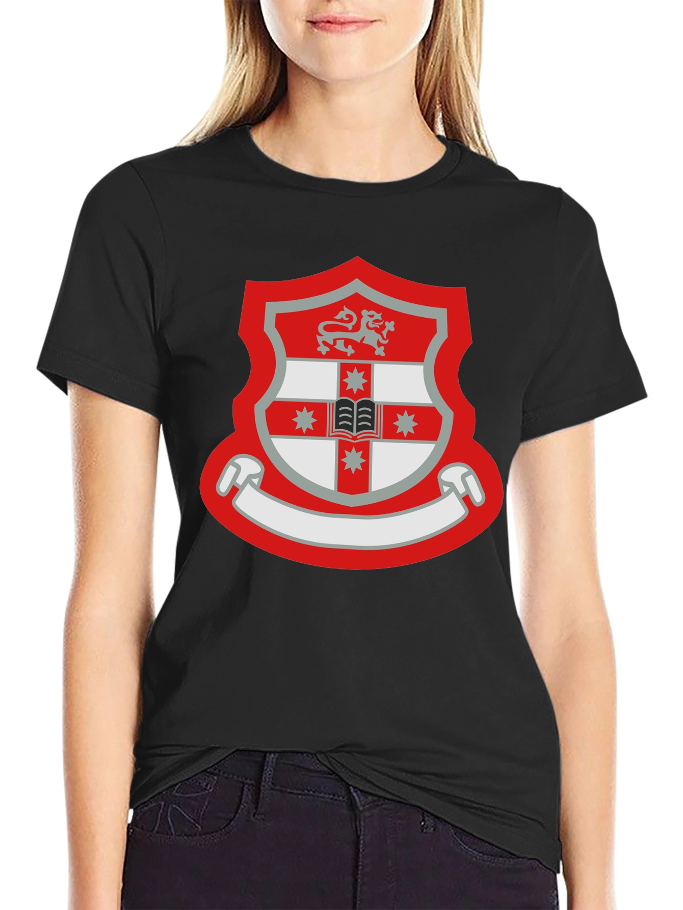 Emblem Shield Graphic Tee - Black Cotton T-Shirt