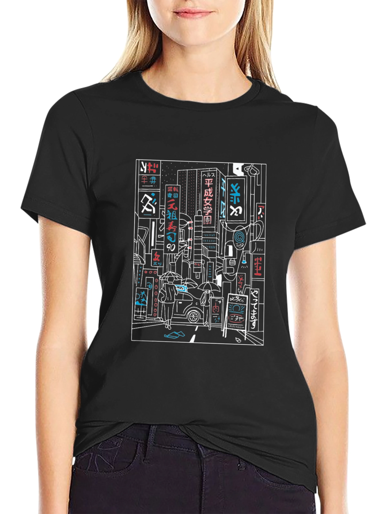 Neon Cityscape Graphic Tee - Urban Style T-Shirt