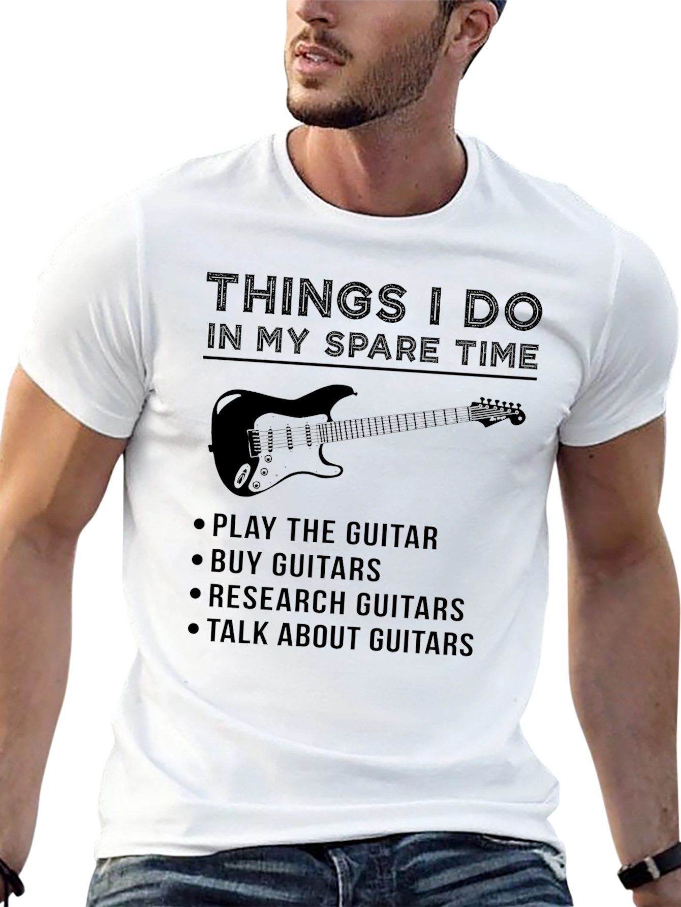 Guitarist Spare Time T-Shirt - Play Buy Research Guitars