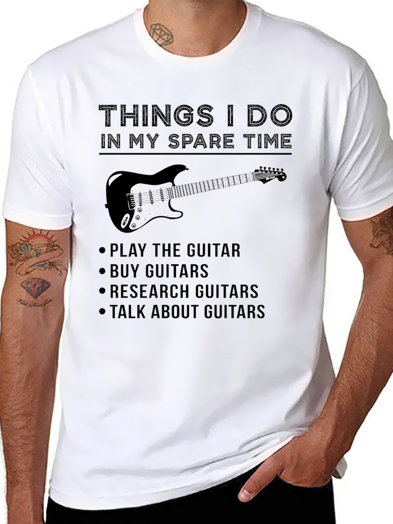 Guitarist Spare Time T-Shirt - Play Buy Research Guitars