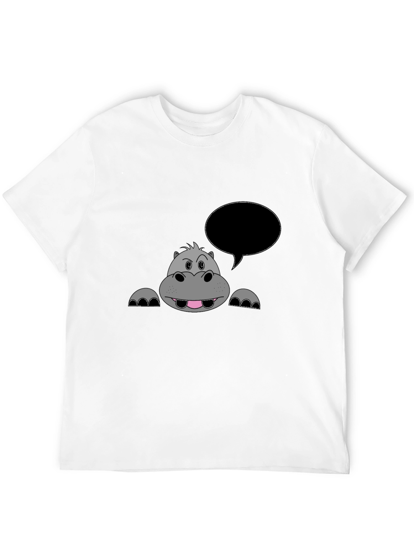 Hippo Cartoon Black T-Shirt