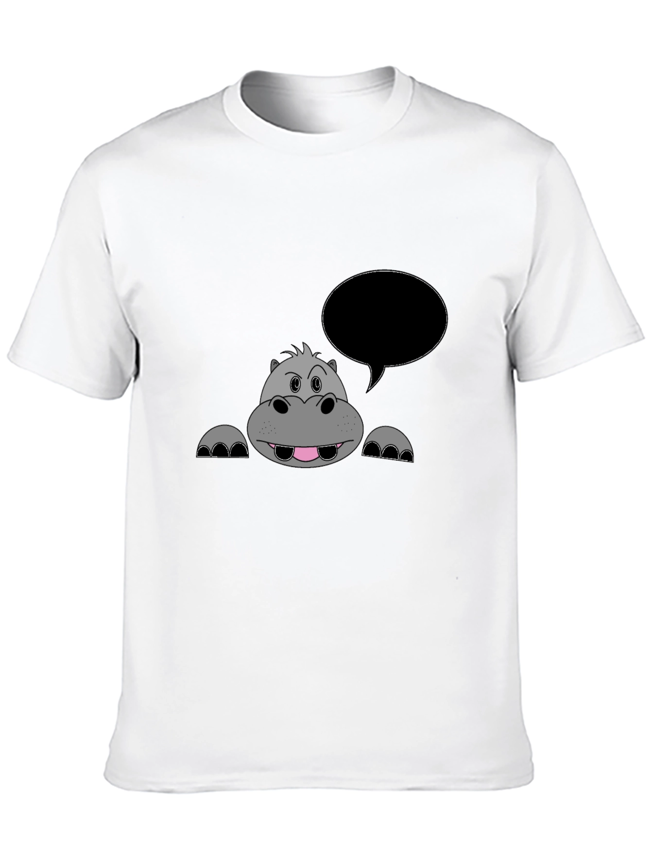 Hippo Cartoon Black T-Shirt