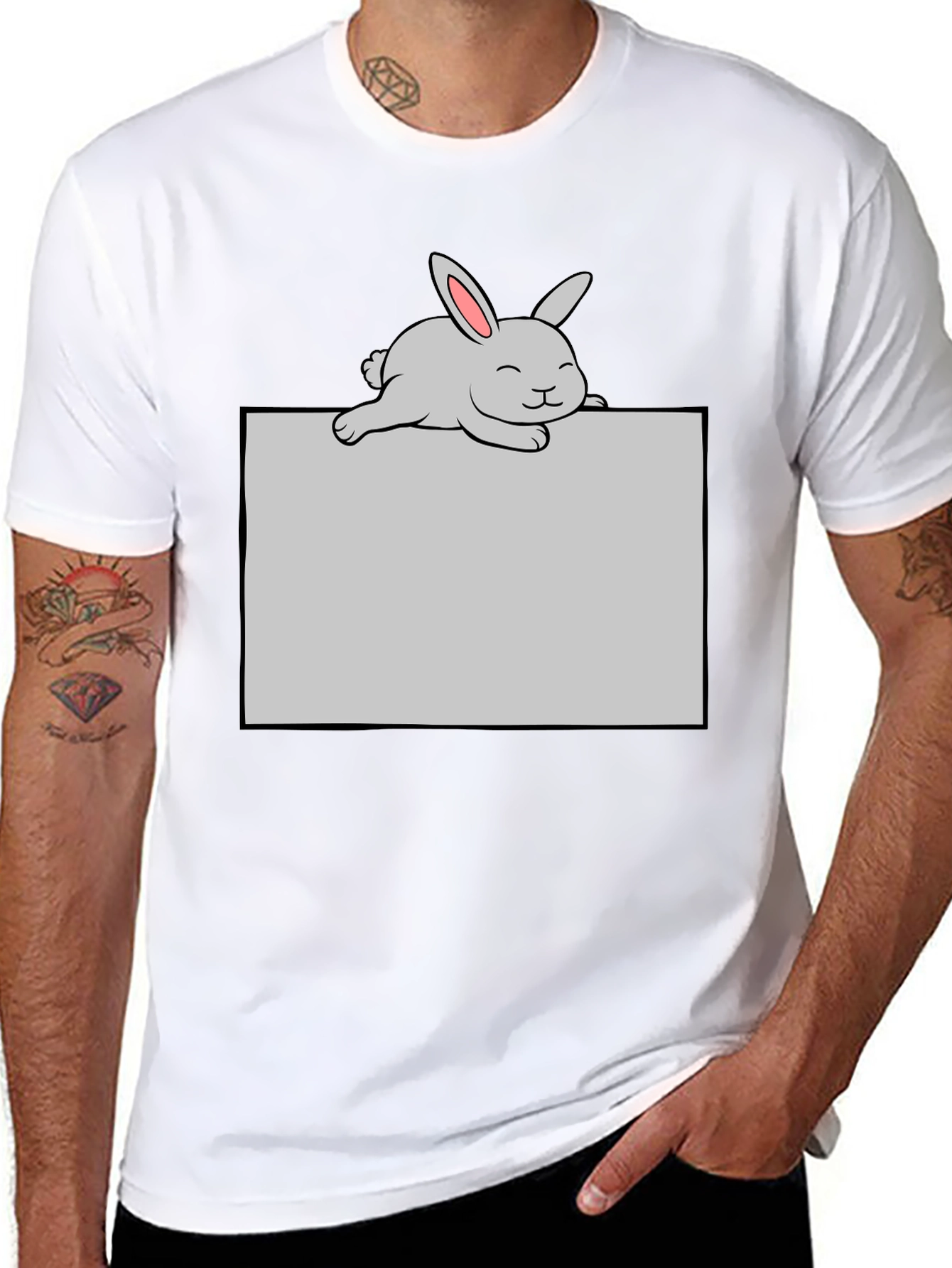 Cute Bunny Graphic T-Shirt - Black