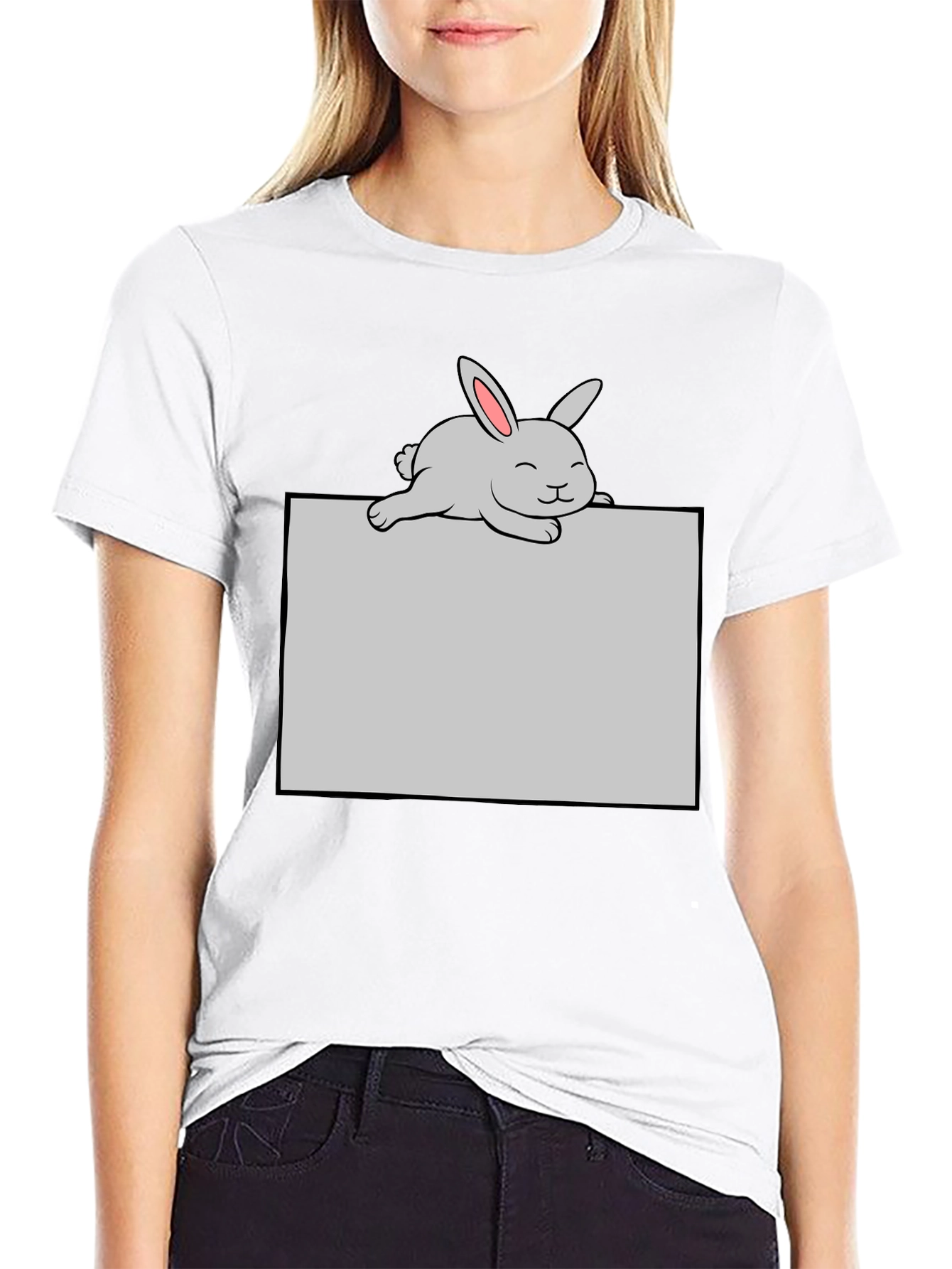 Cute Bunny Graphic T-Shirt - Black