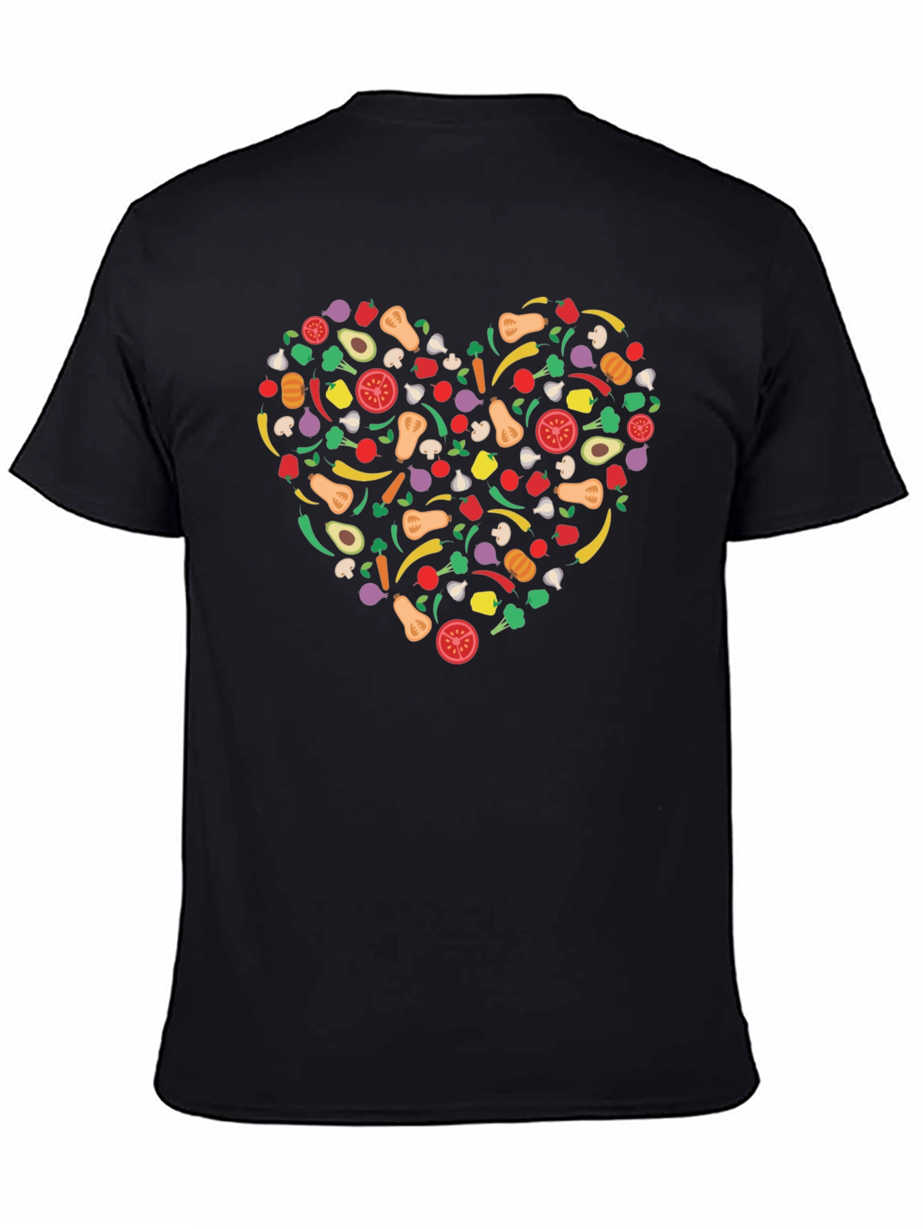 Vegetable Heart Graphic T-Shirt - Black