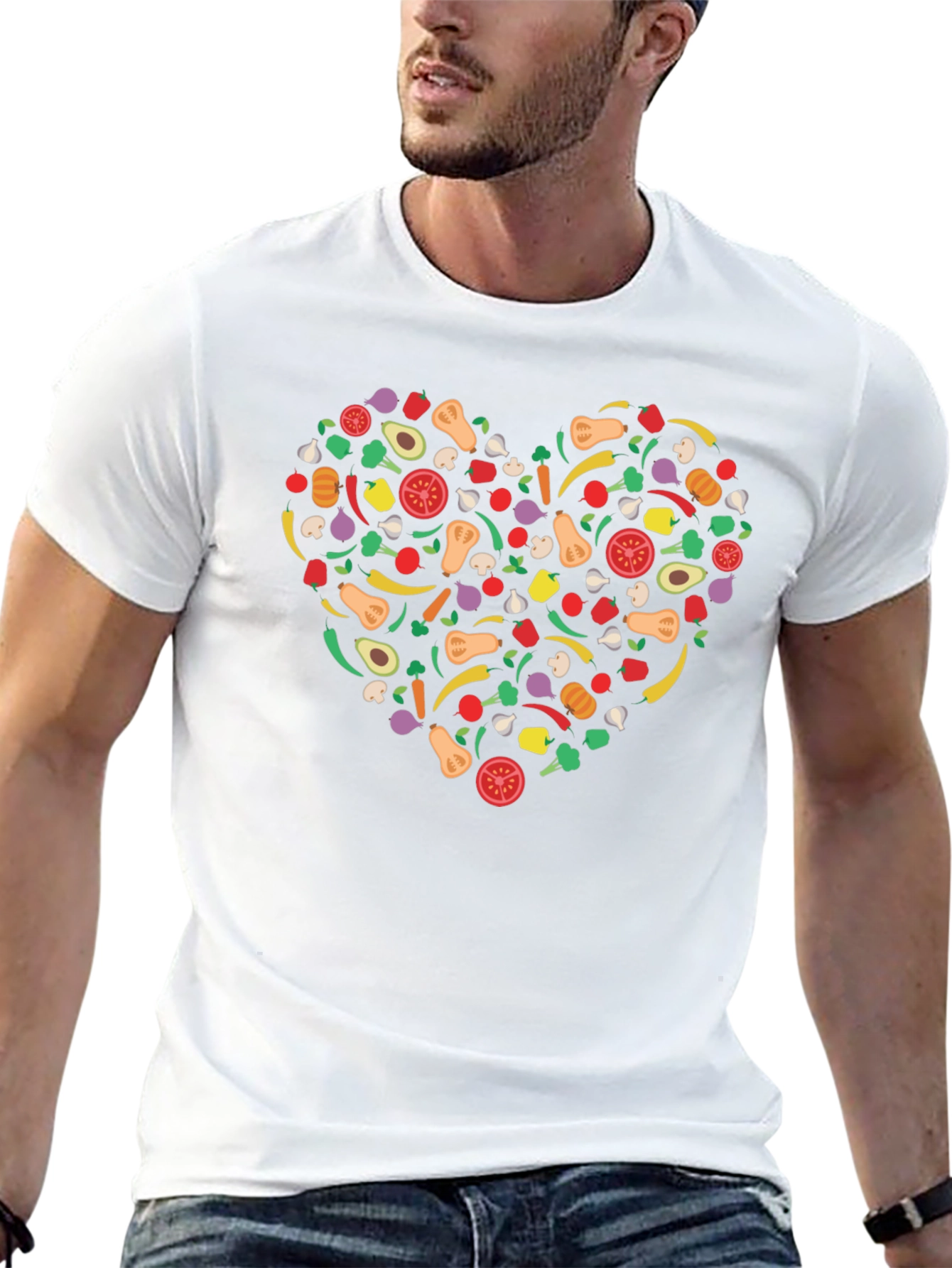 Vegetable Heart Graphic T-Shirt - Black