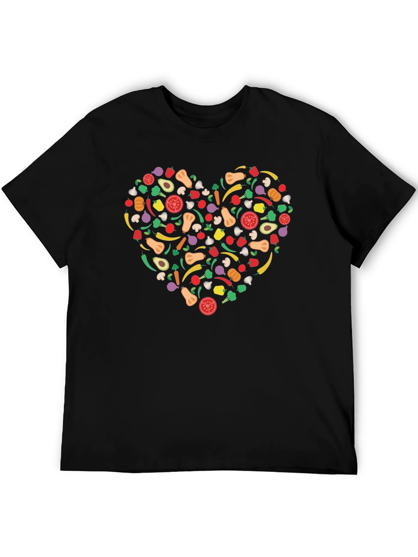 Vegetable Heart Graphic T-Shirt - Black