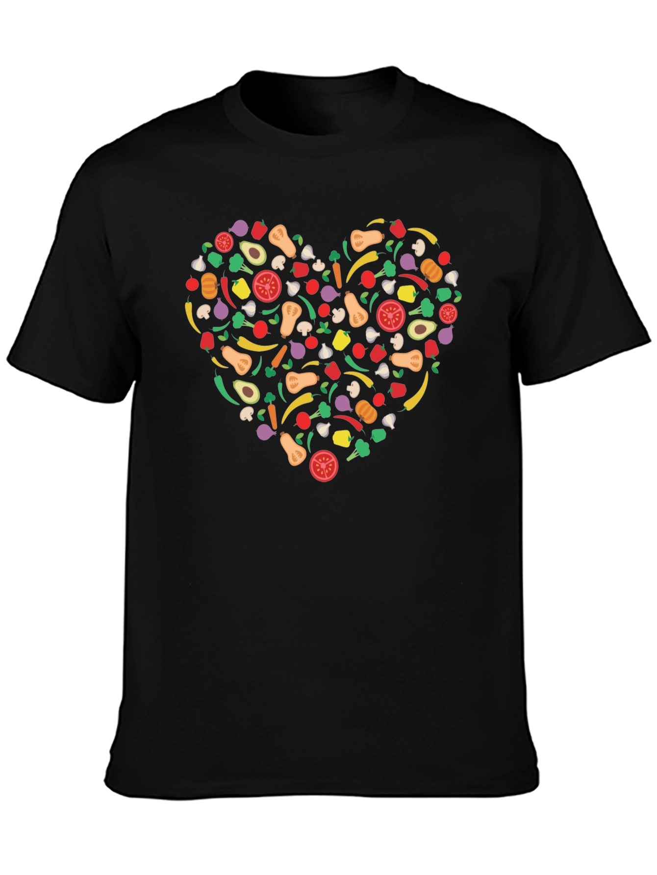 Vegetable Heart Graphic T-Shirt - Black