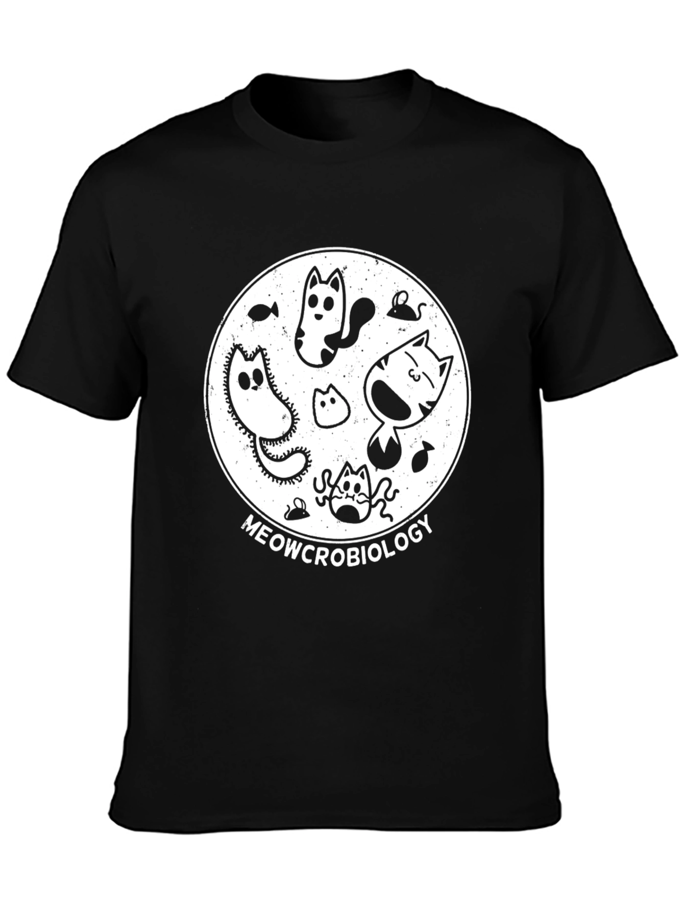 Meowcrobiology Black T-Shirt - Cat Lover Tee