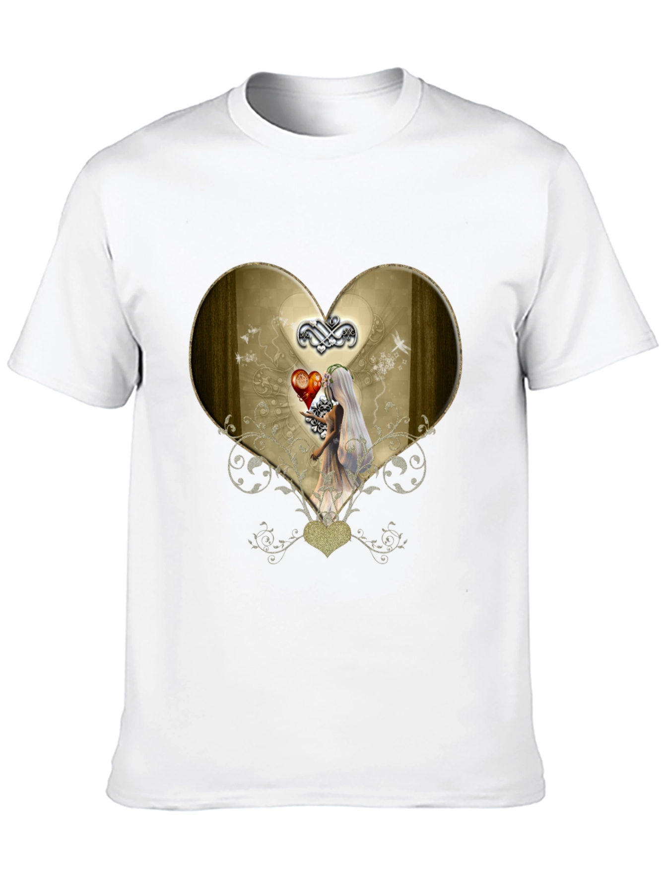 Heart & Bride Graphic T-Shirt - Black
