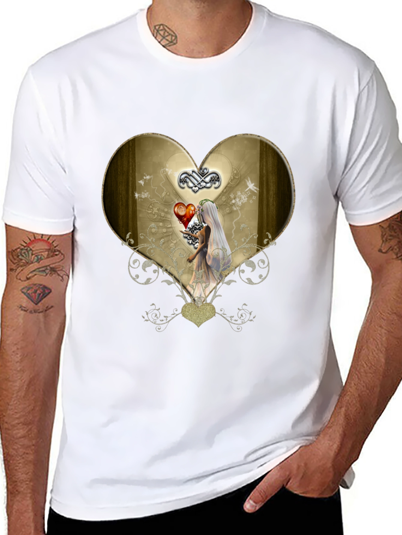 Heart & Bride Graphic T-Shirt - Black