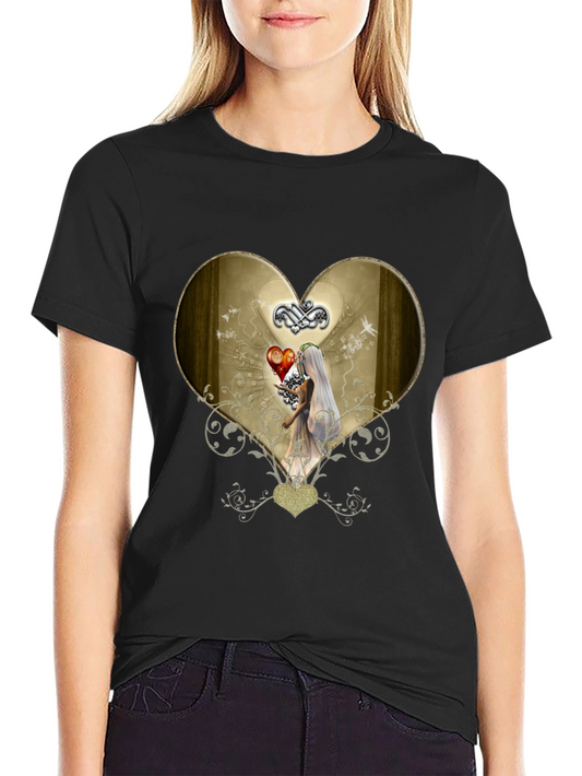 Heart & Bride Graphic T-Shirt - Black
