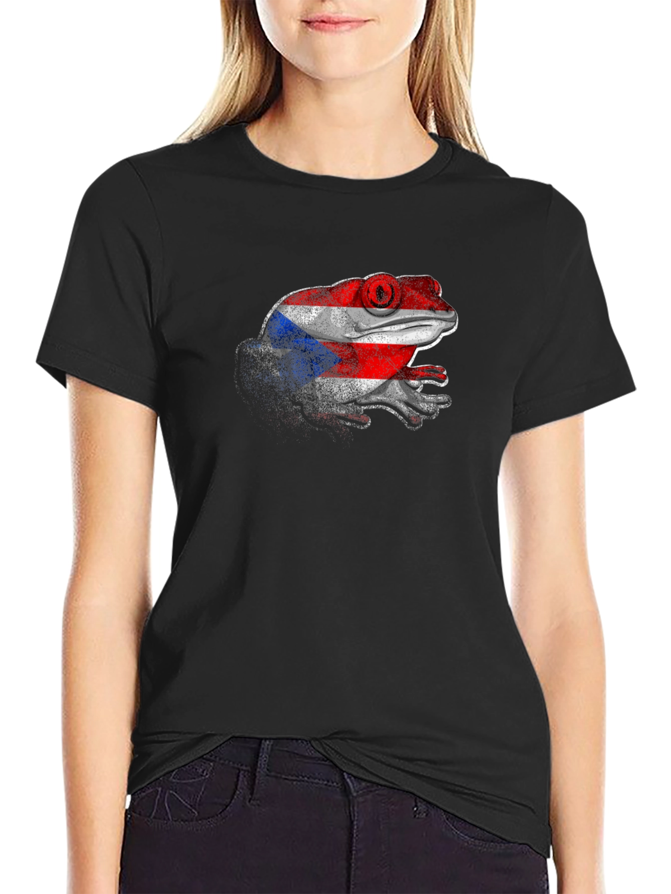 Puerto Rico Flag Coqui Frog Black T-Shirt