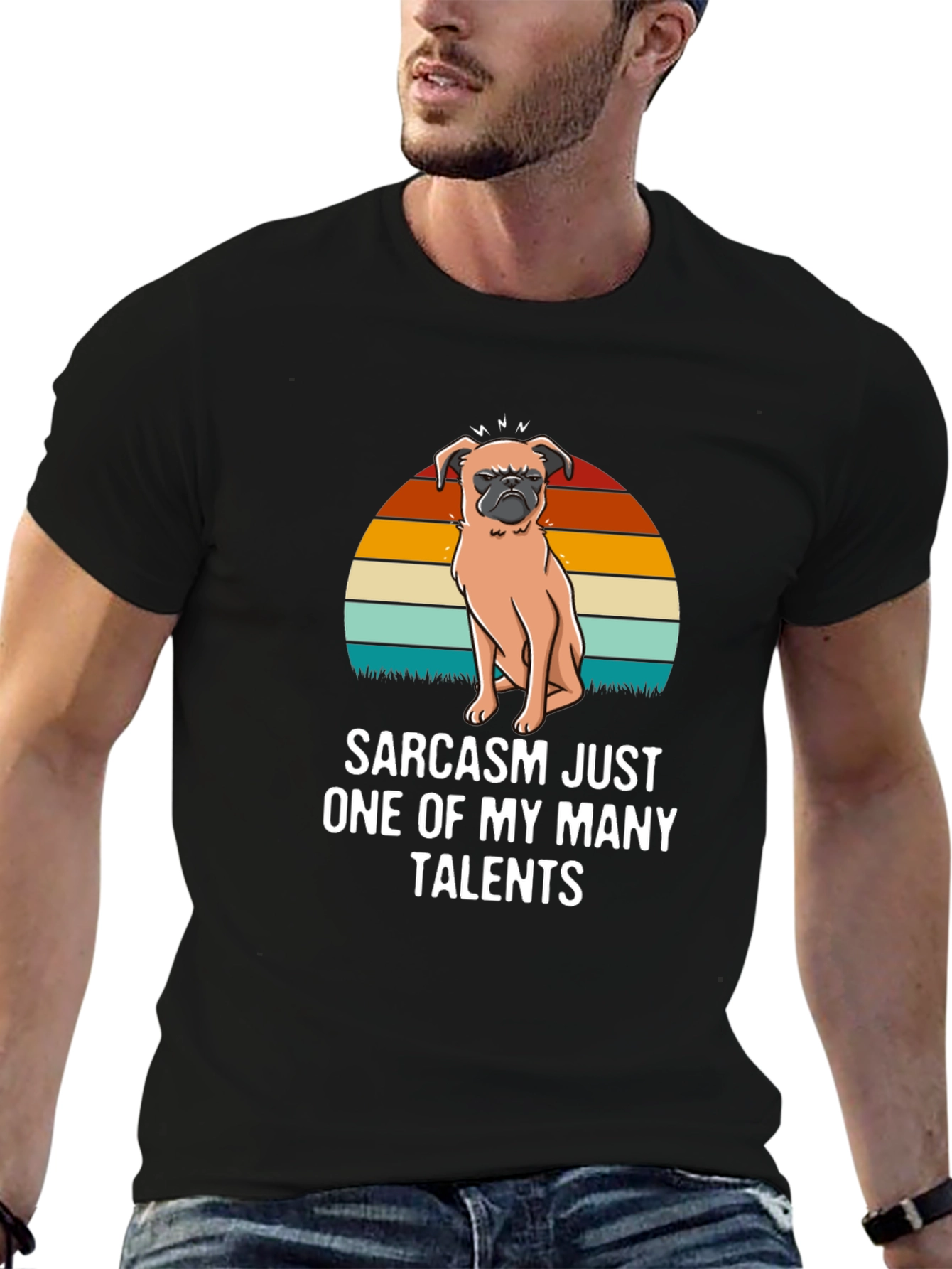 Sarcastic Pug Mens Black T-Shirt
