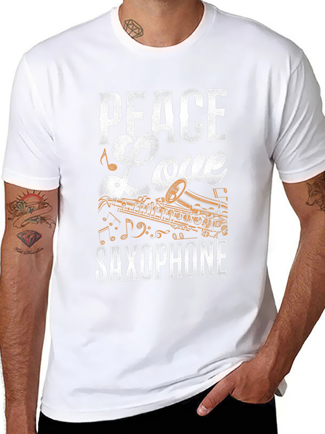 Peace Love Saxophone Graphic T-Shirt