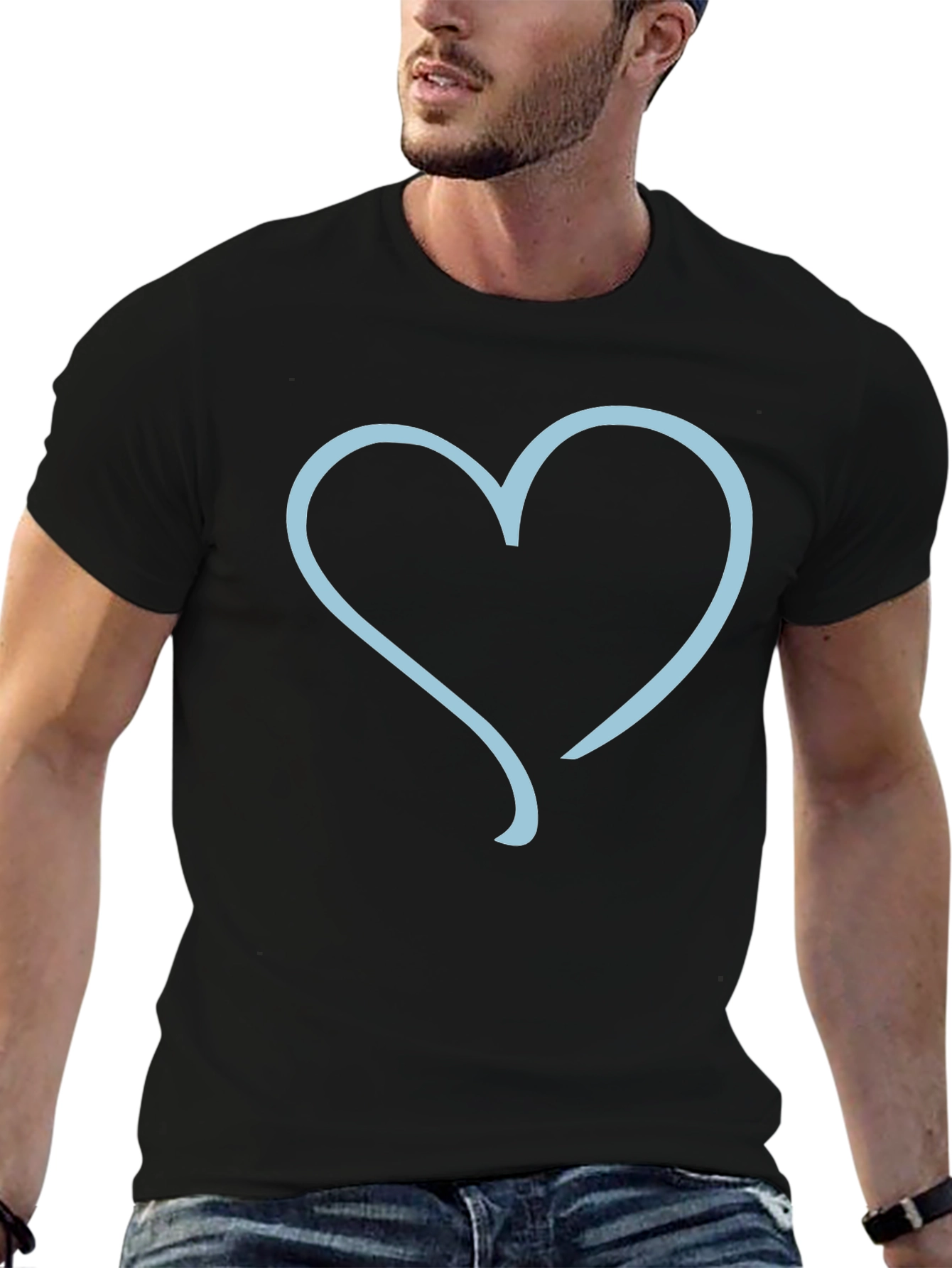 Heart Outline Graphic Tee - Black