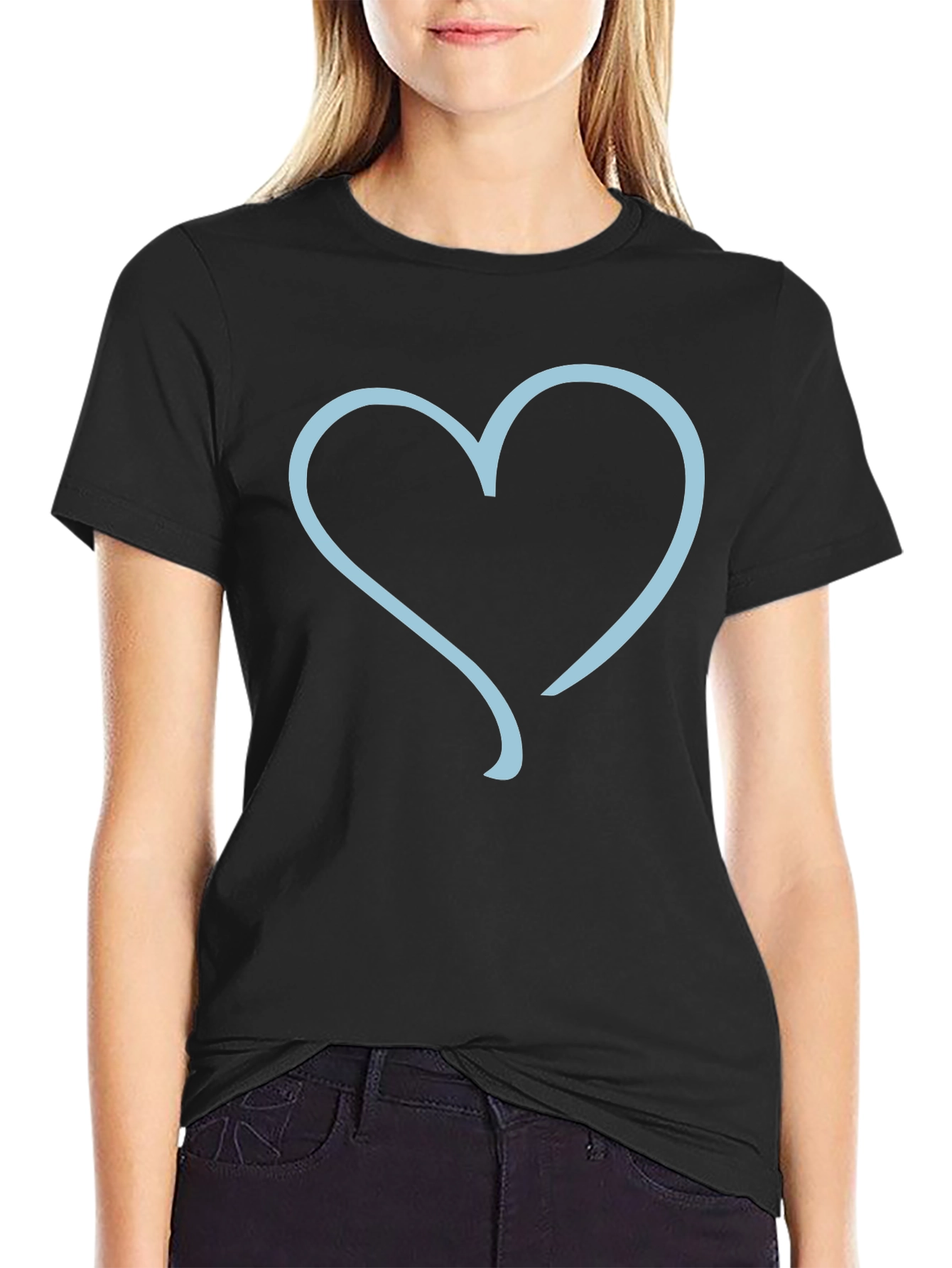 Heart Outline Graphic Tee - Black