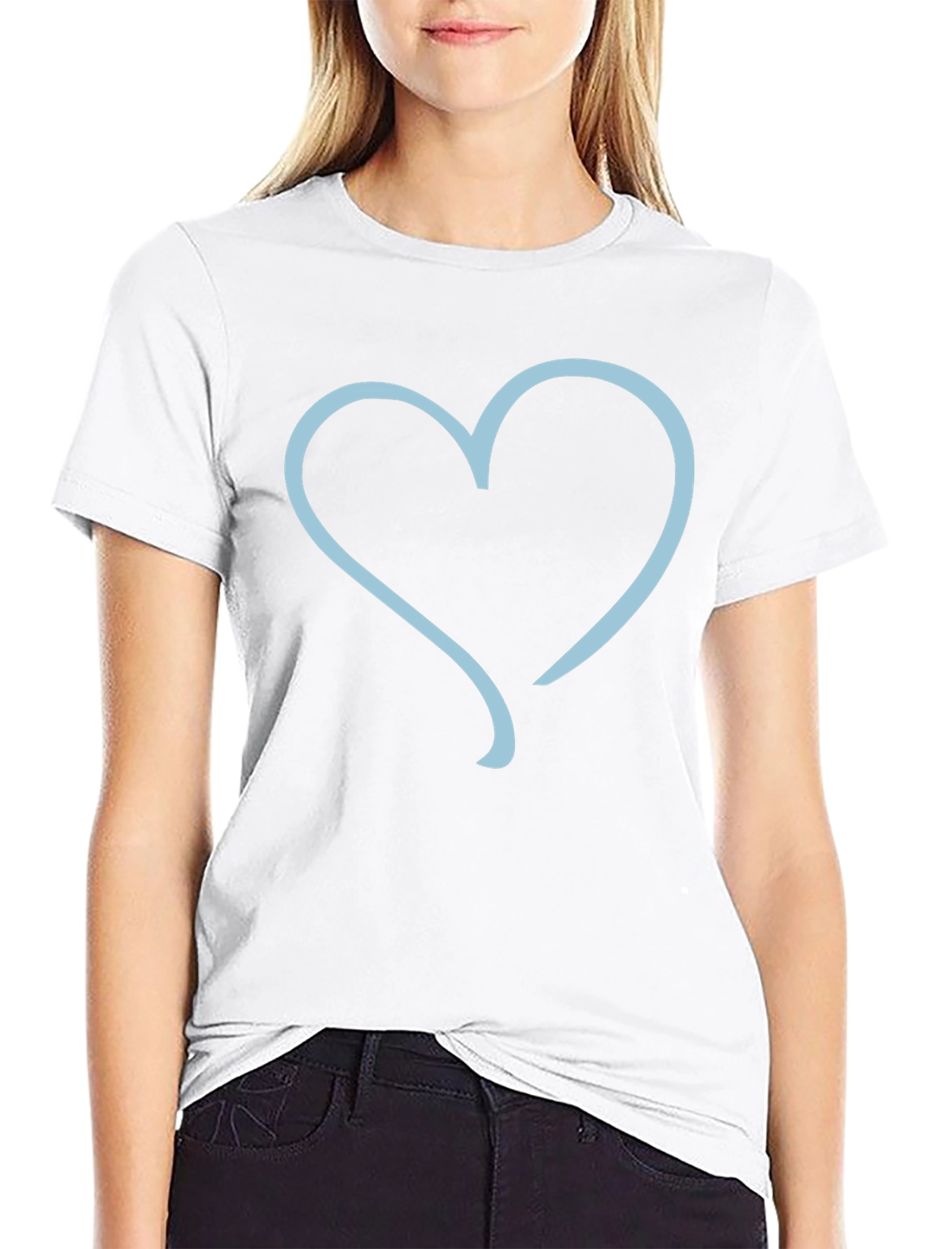 Heart Outline Graphic Tee - Black