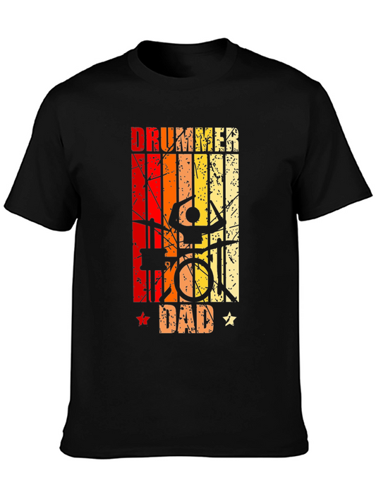 Drummer Dad T-Shirt - Retro Vintage Style