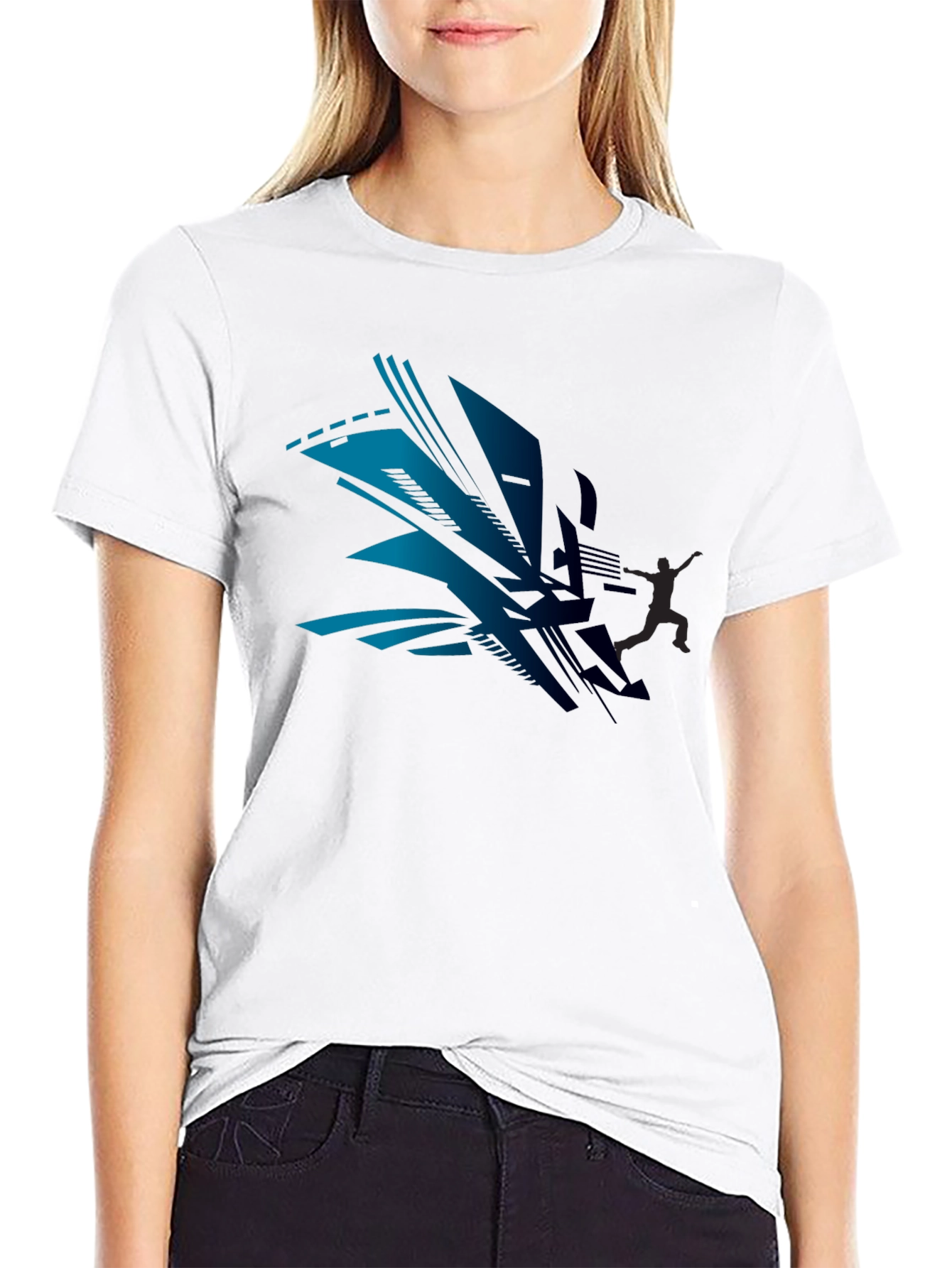 Modern Abstract Design Black T-Shirt