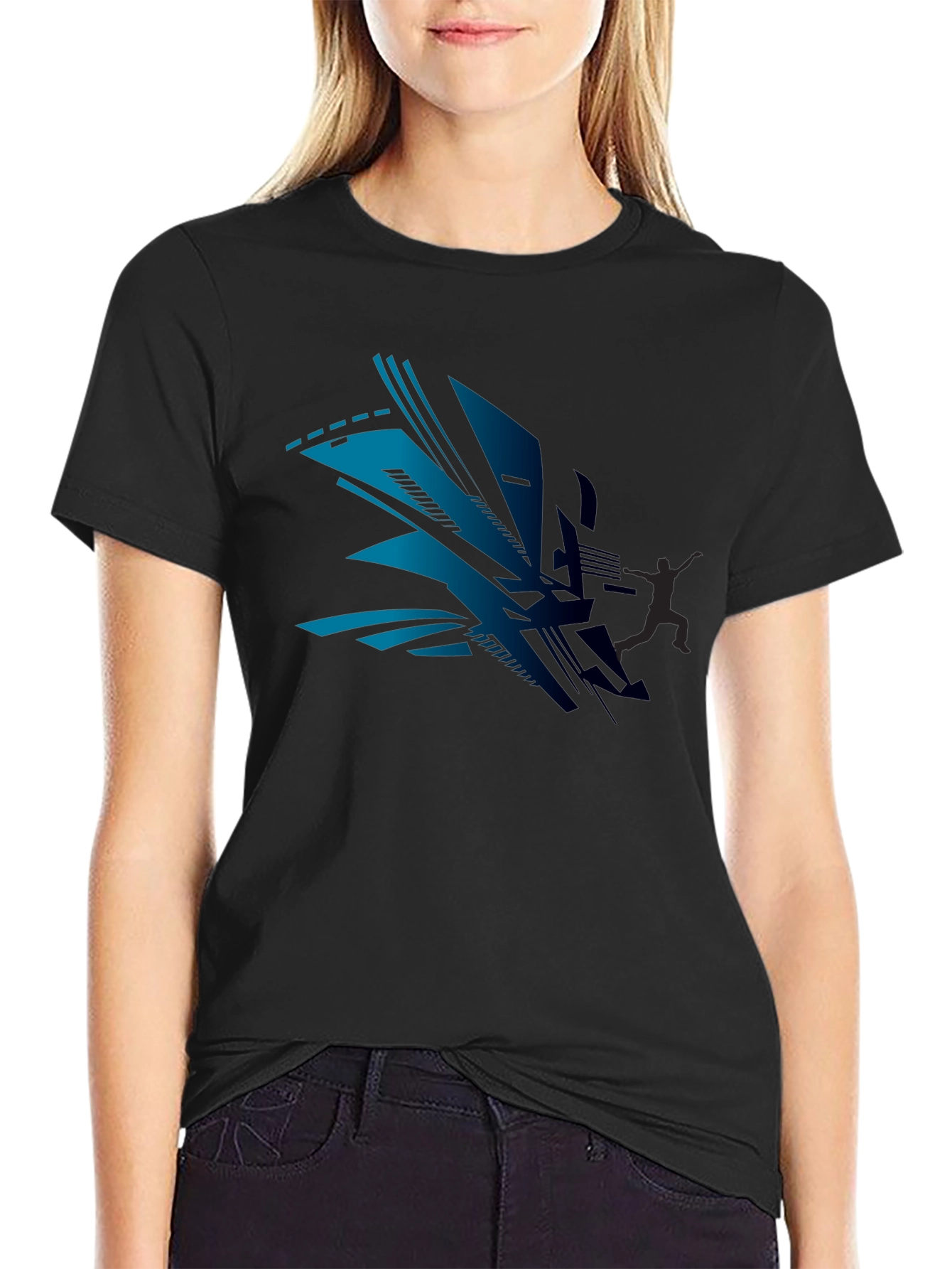 Modern Abstract Design Black T-Shirt