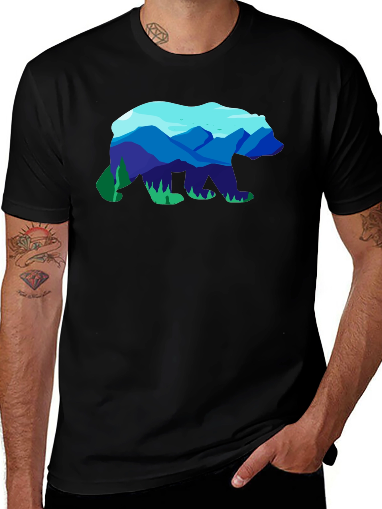 Mountain Bear Graphic Tee - Black