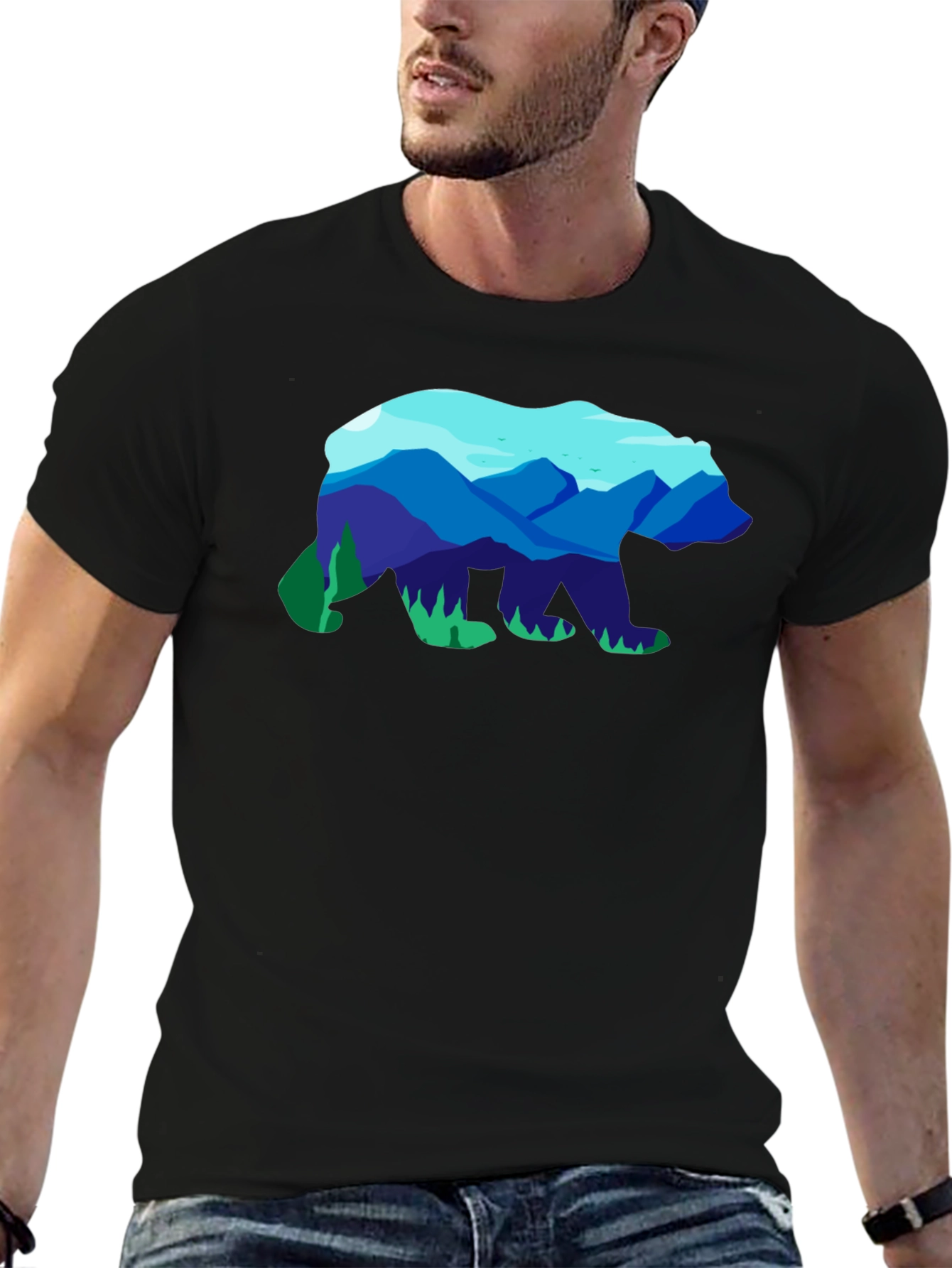 Mountain Bear Graphic Tee - Black