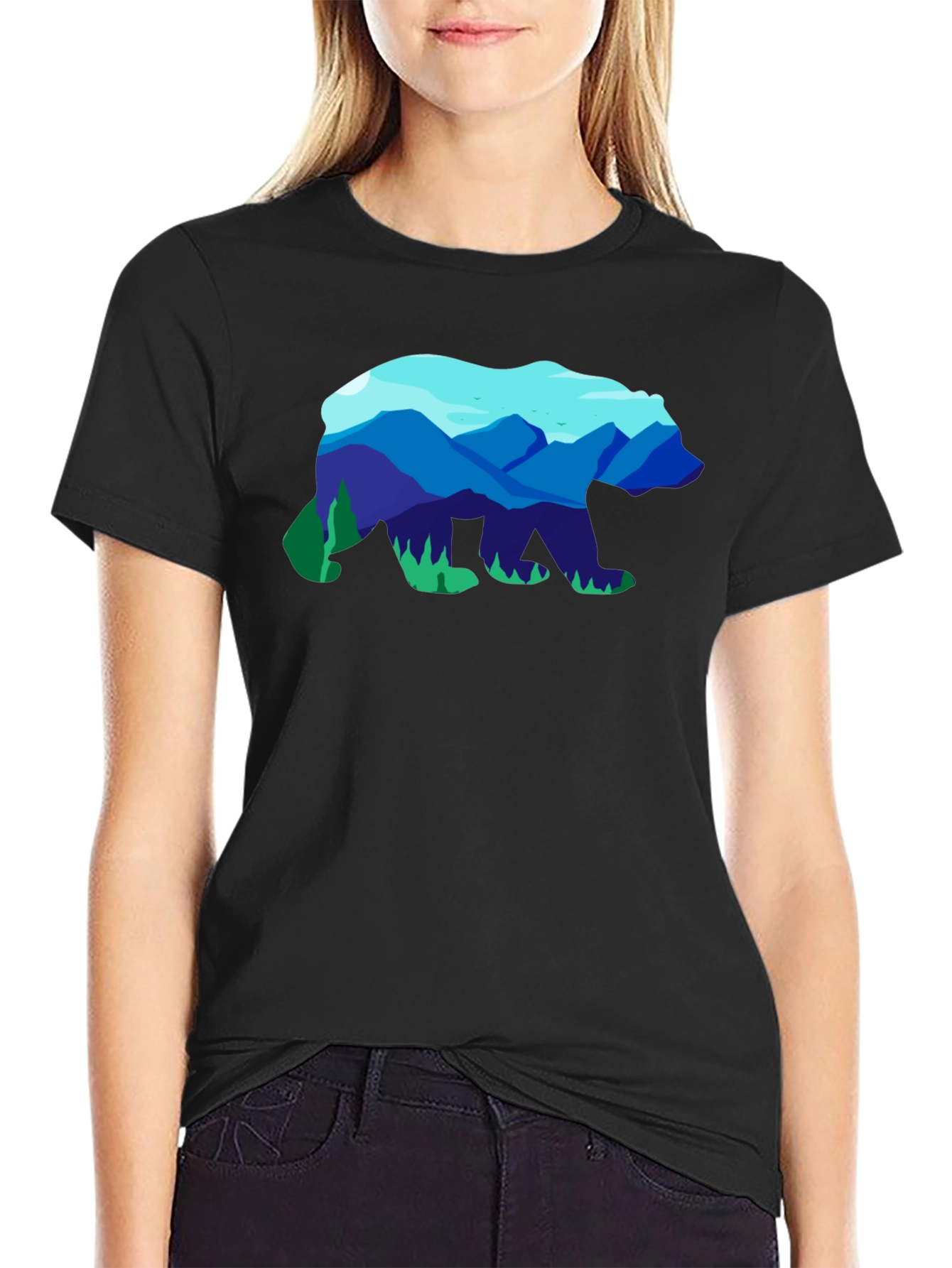 Mountain Bear Graphic Tee - Black
