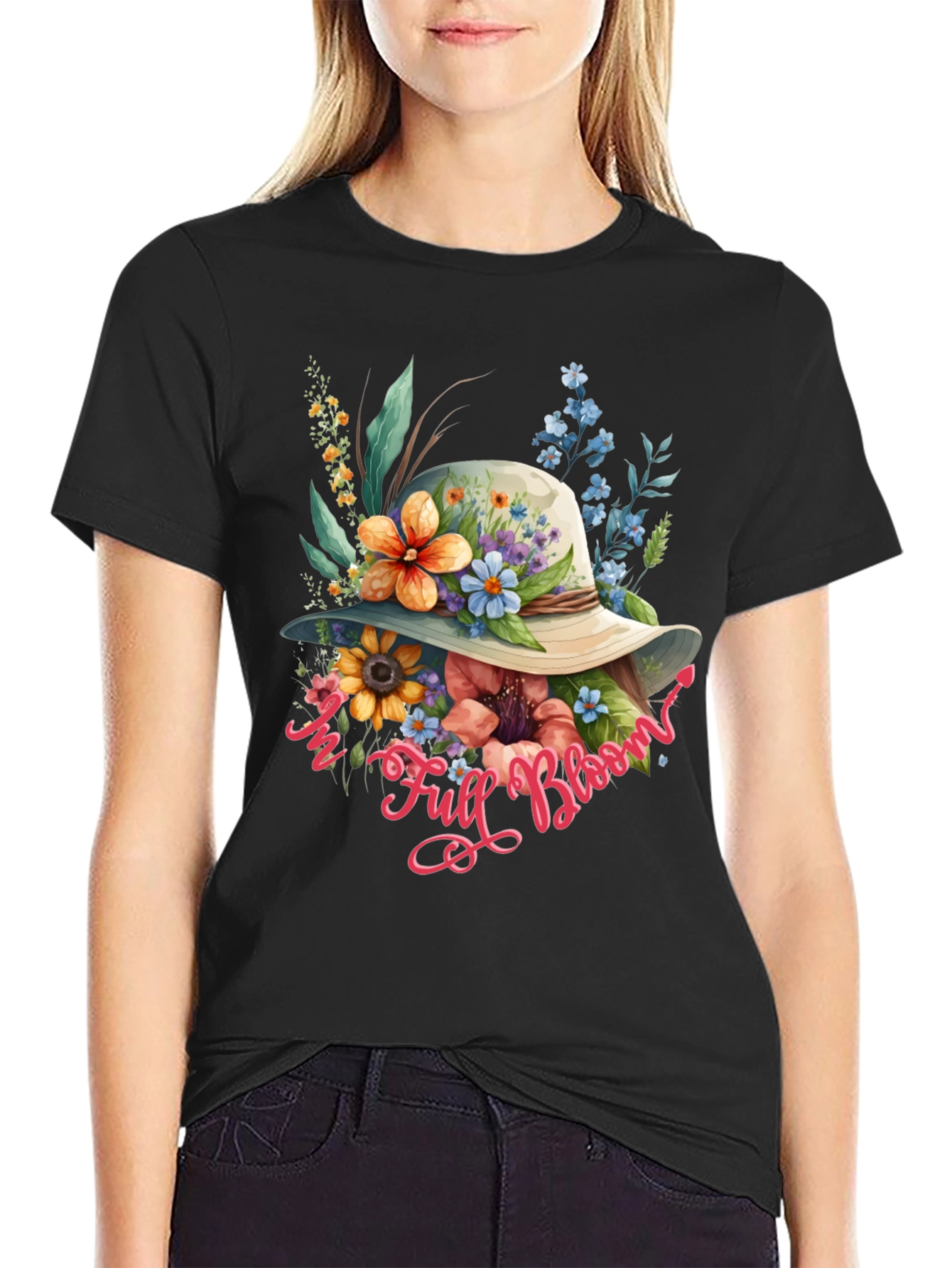 Floral Hat Graphic T-Shirt