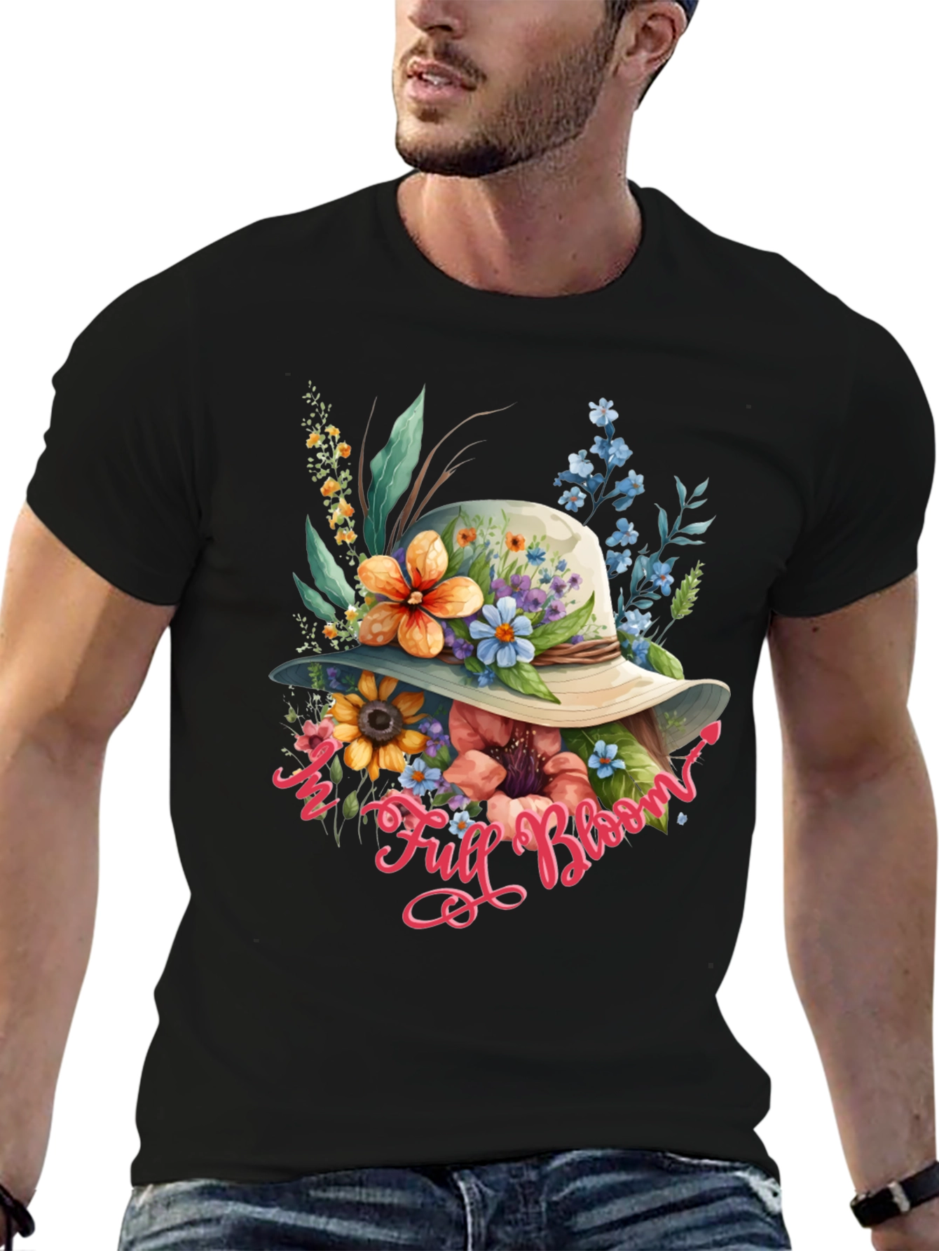 Floral Hat Graphic T-Shirt