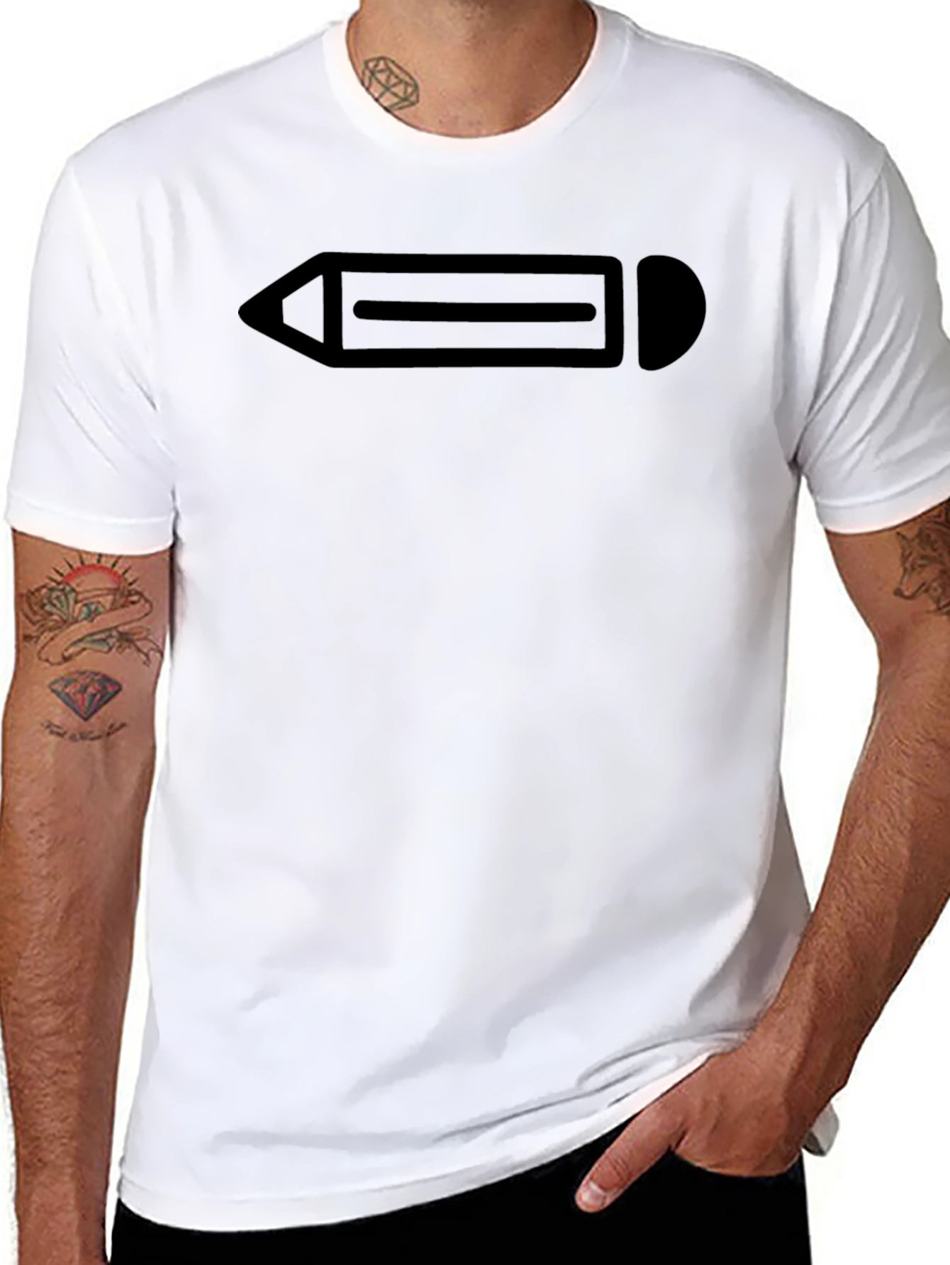 Minimalist Pencil Graphic Black T-Shirt