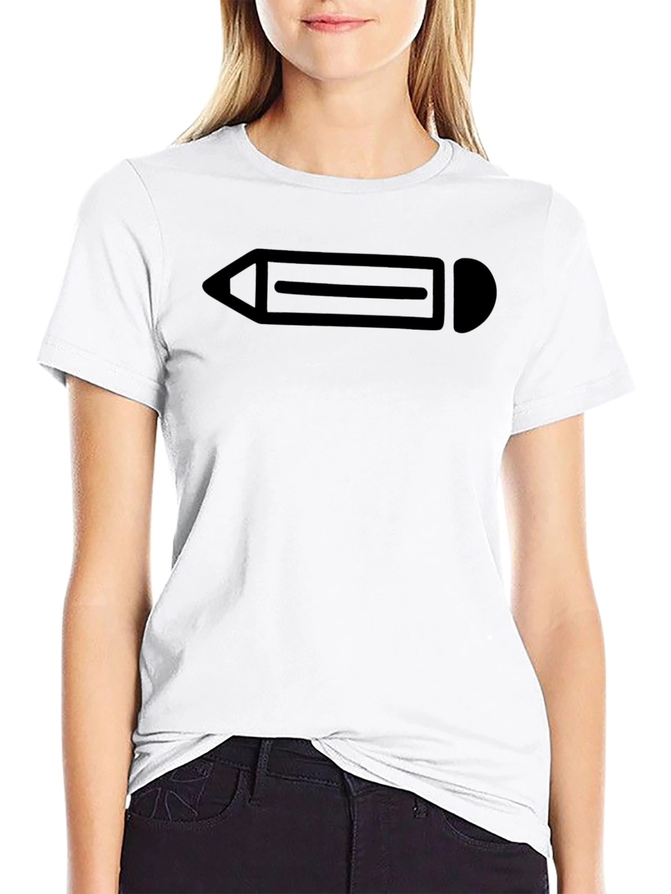 Minimalist Pencil Graphic Black T-Shirt