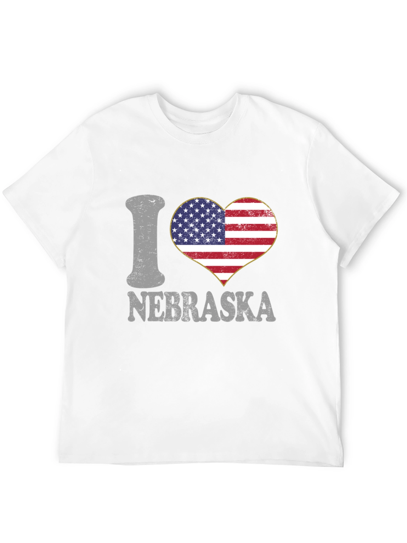 I Love Nebraska USA Flag Heart Graphic Tee
