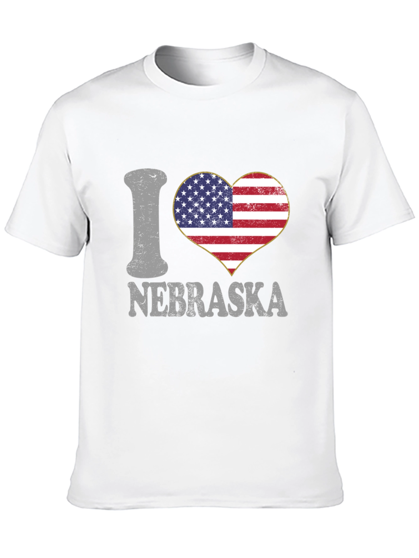 I Love Nebraska USA Flag Heart Graphic Tee