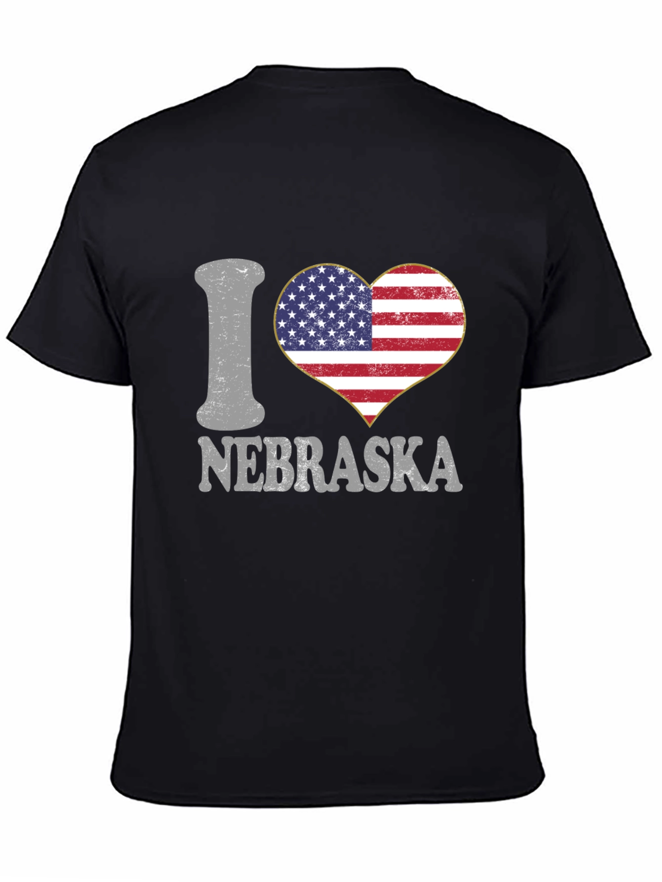 I Love Nebraska USA Flag Heart Graphic Tee