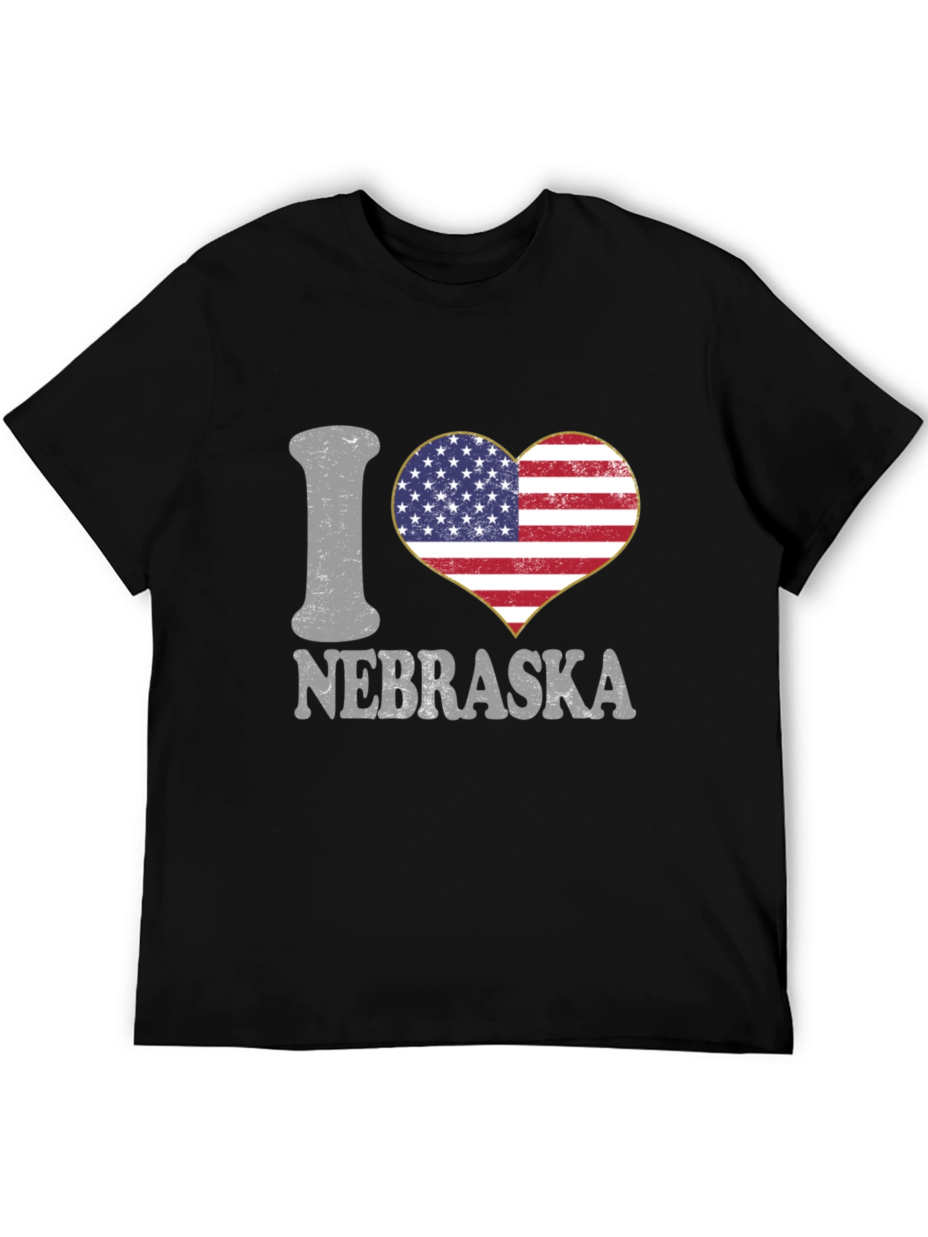 I Love Nebraska USA Flag Heart Graphic Tee