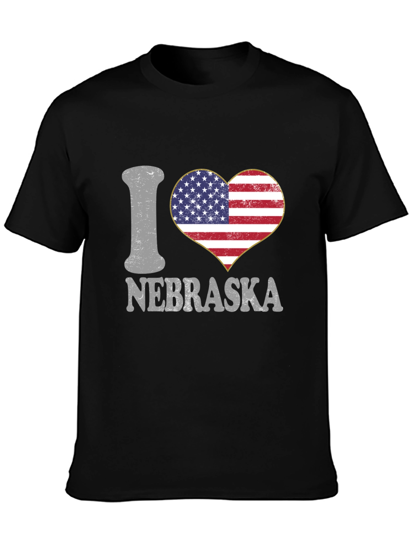 I Love Nebraska USA Flag Heart Graphic Tee