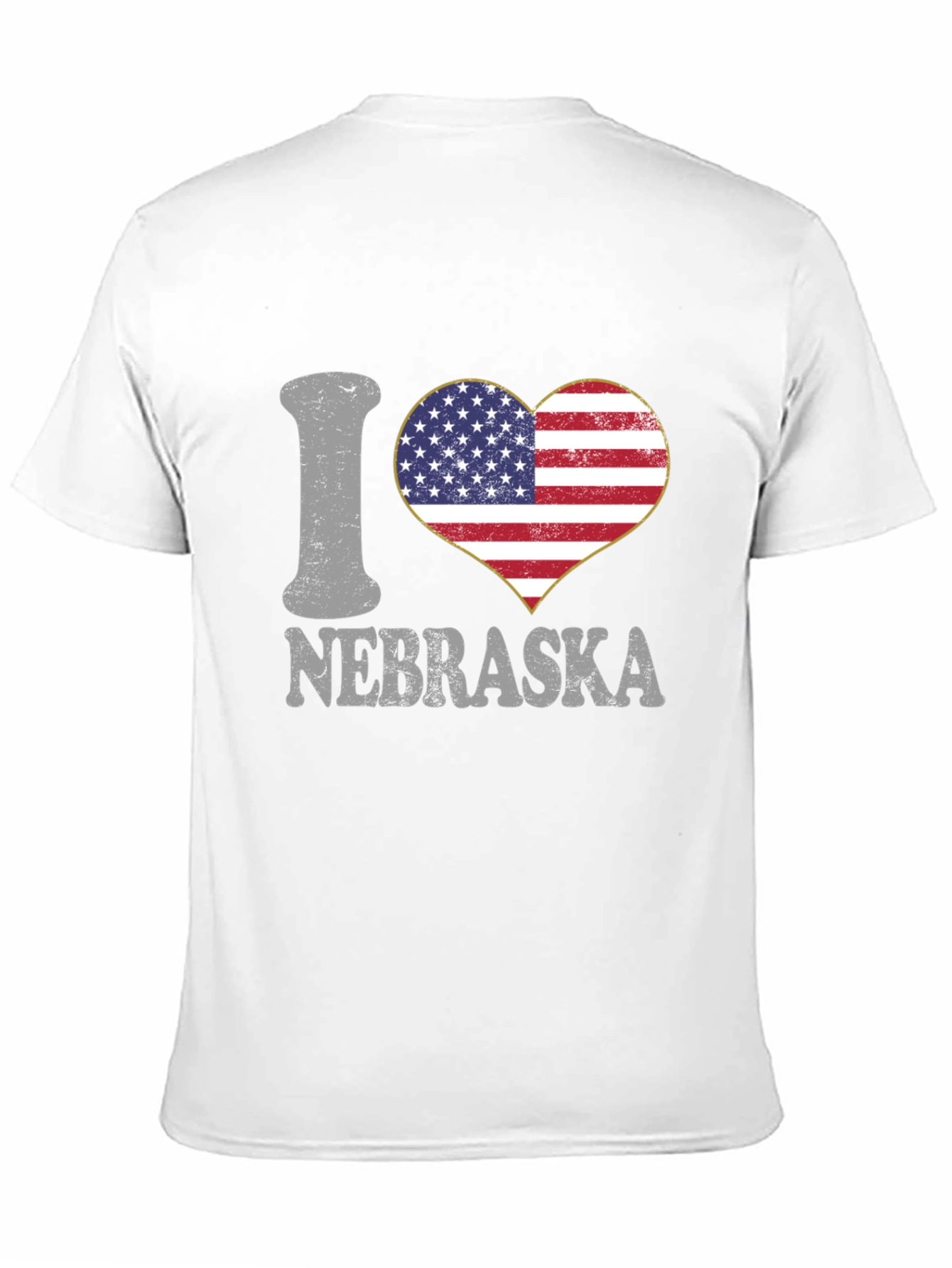 I Love Nebraska USA Flag Heart Graphic Tee
