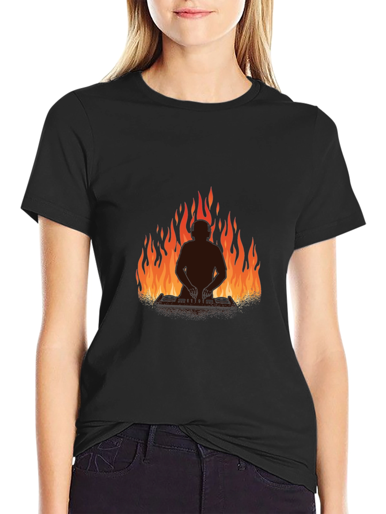 Fiery Silhouette Graphic Tee - Cool Casual Style