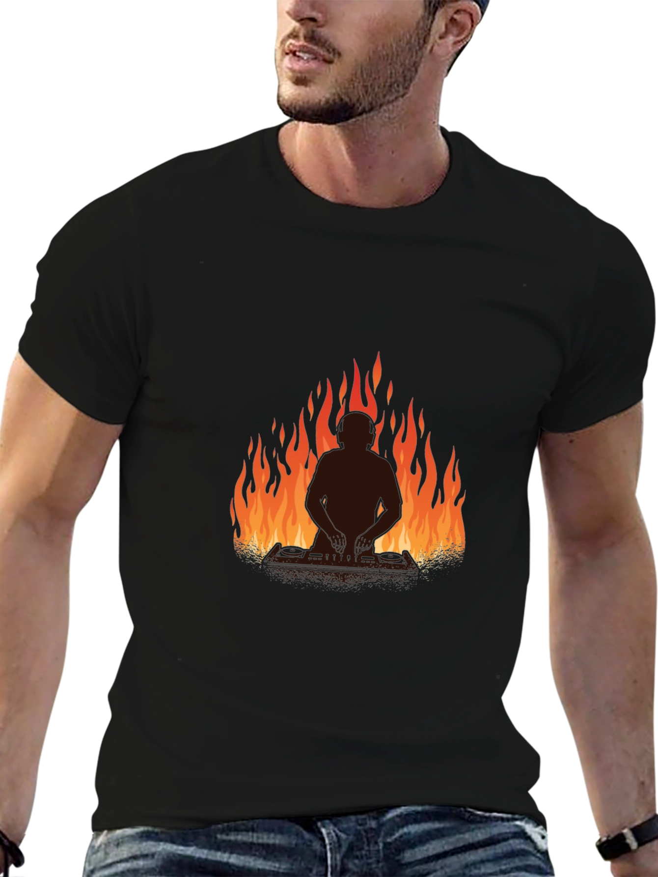 Fiery Silhouette Graphic Tee - Cool Casual Style
