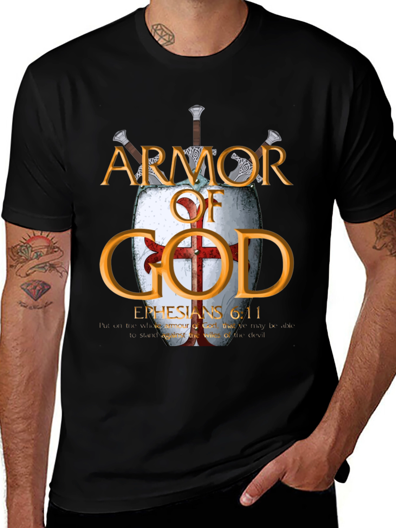 Armor of God Black T-Shirt Christian Faith Apparel
