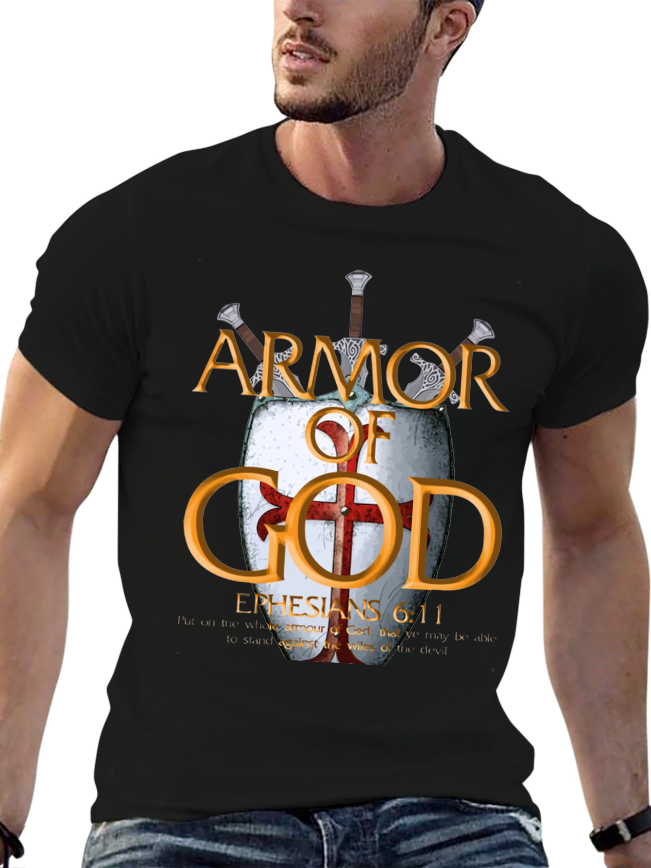 Armor of God Black T-Shirt Christian Faith Apparel
