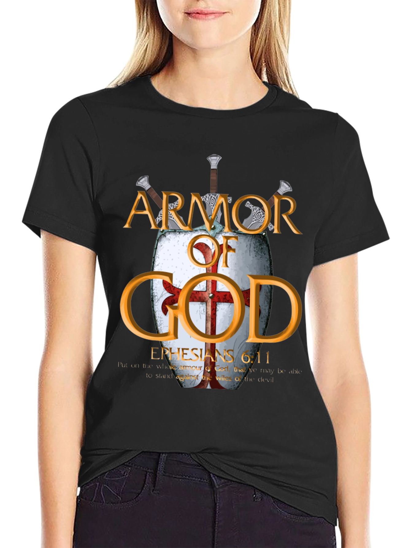 Armor of God Black T-Shirt Christian Faith Apparel