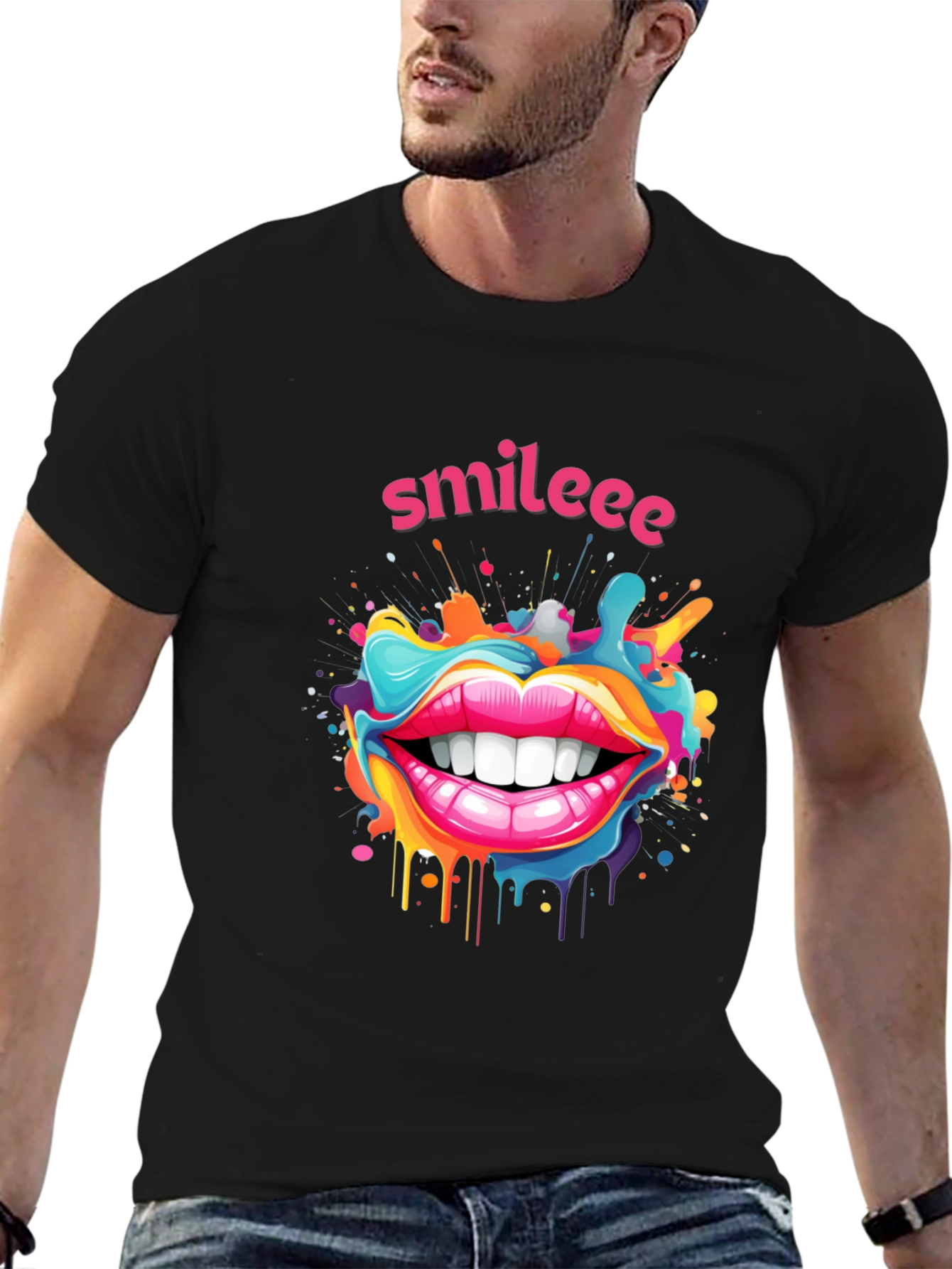 Smileee Graphic Black T-Shirt