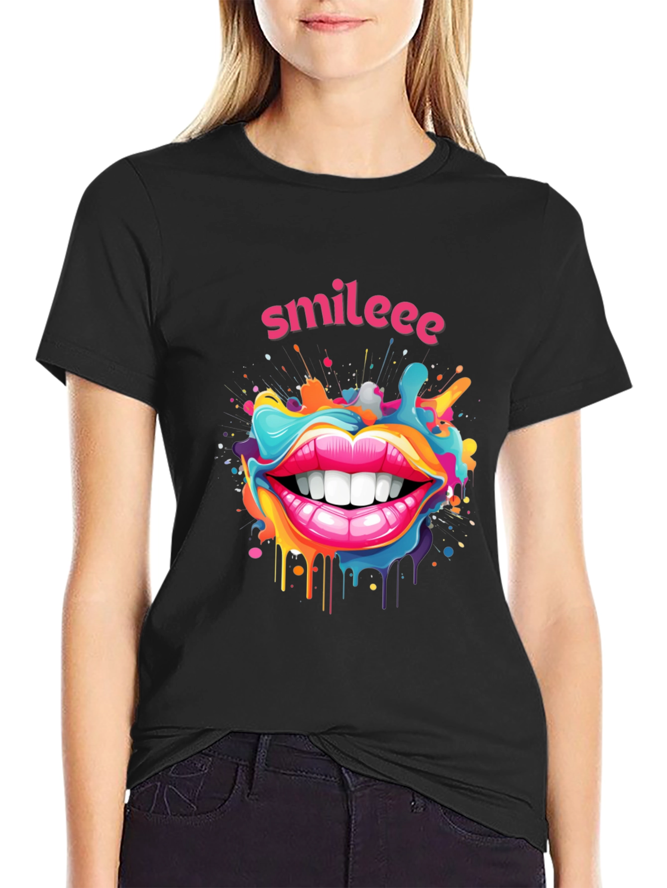 Smileee Graphic Black T-Shirt