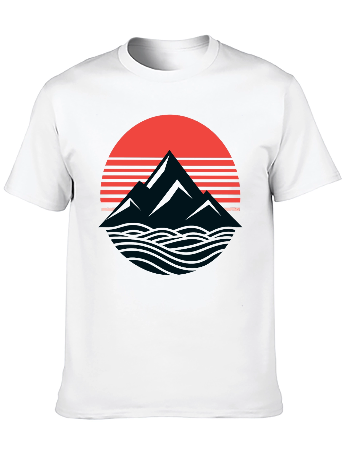 Retro Mountain Sunset Graphic T-Shirt - Black