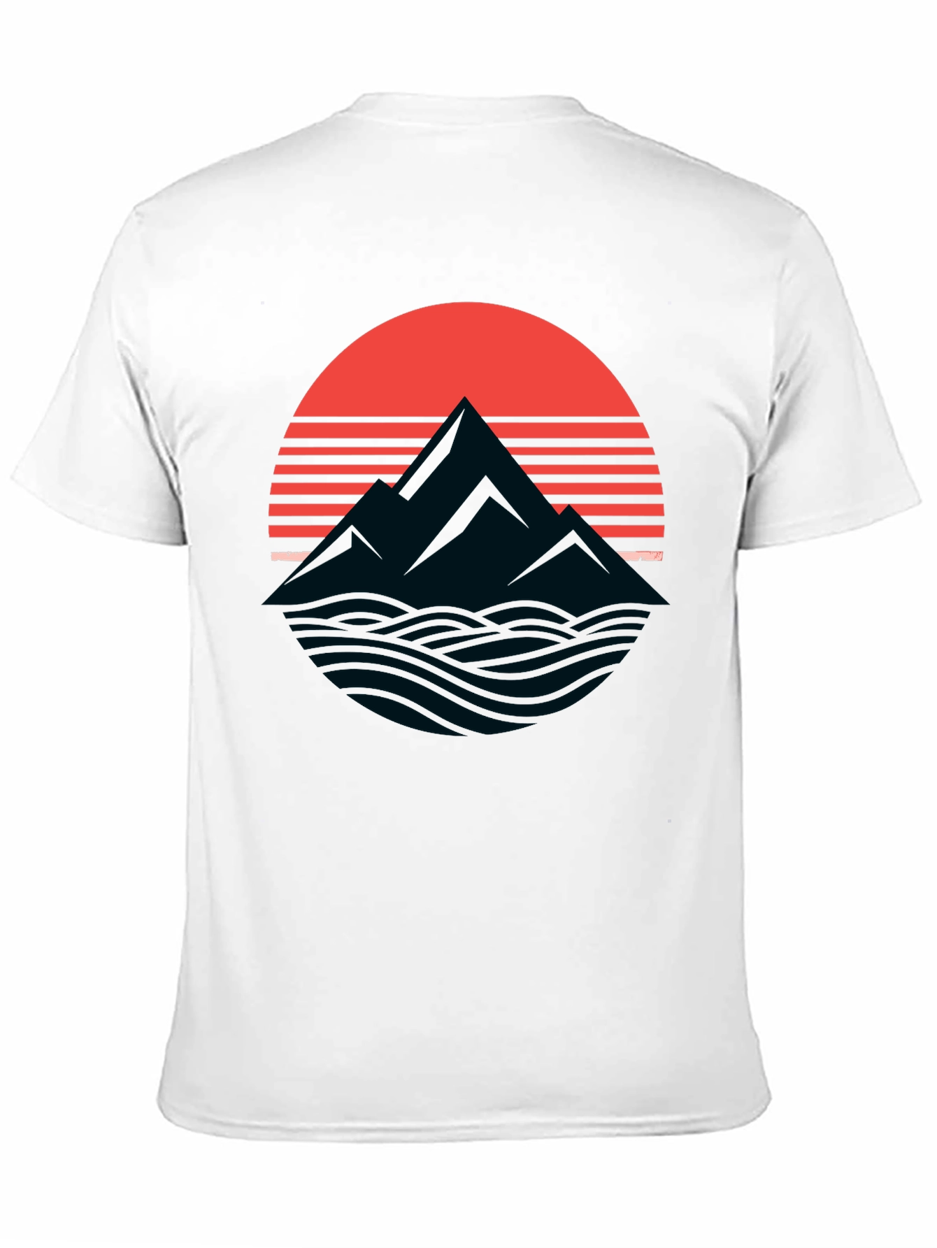 Retro Mountain Sunset Graphic T-Shirt - Black